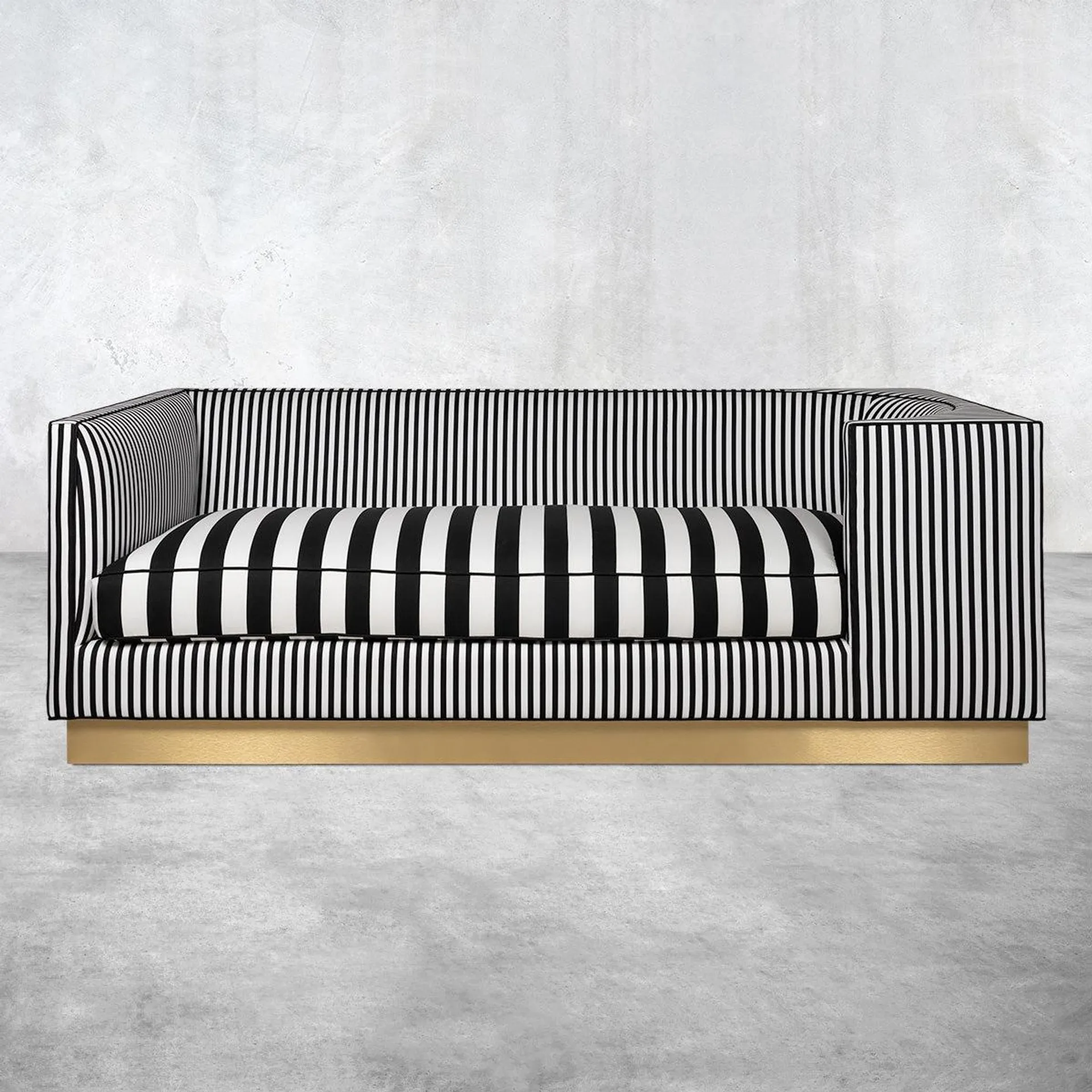 Goldfinger Loveseat Sofa in Black and White Stripes