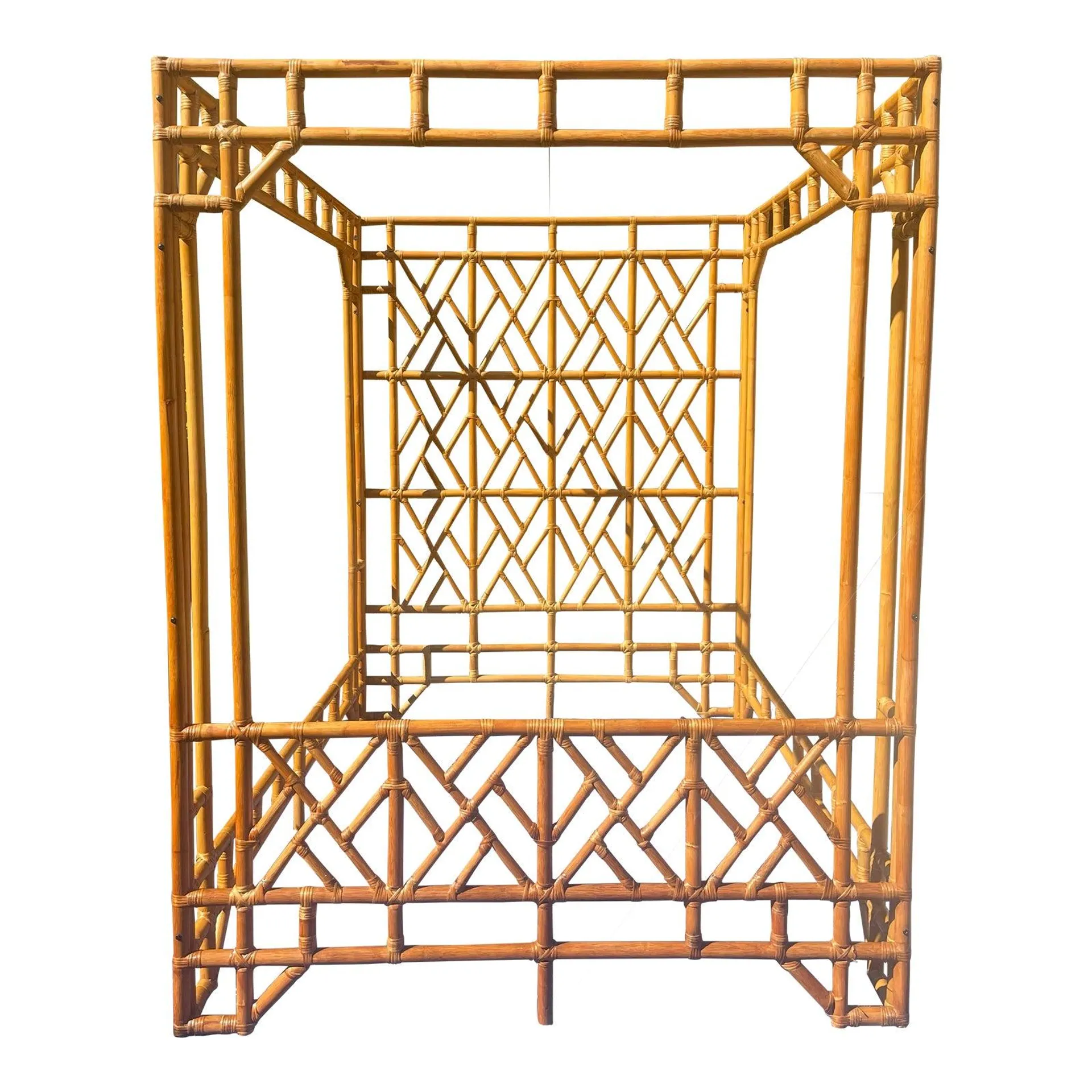 1970s Fabulous Vintage Rattan Bamboo Canopy Bed