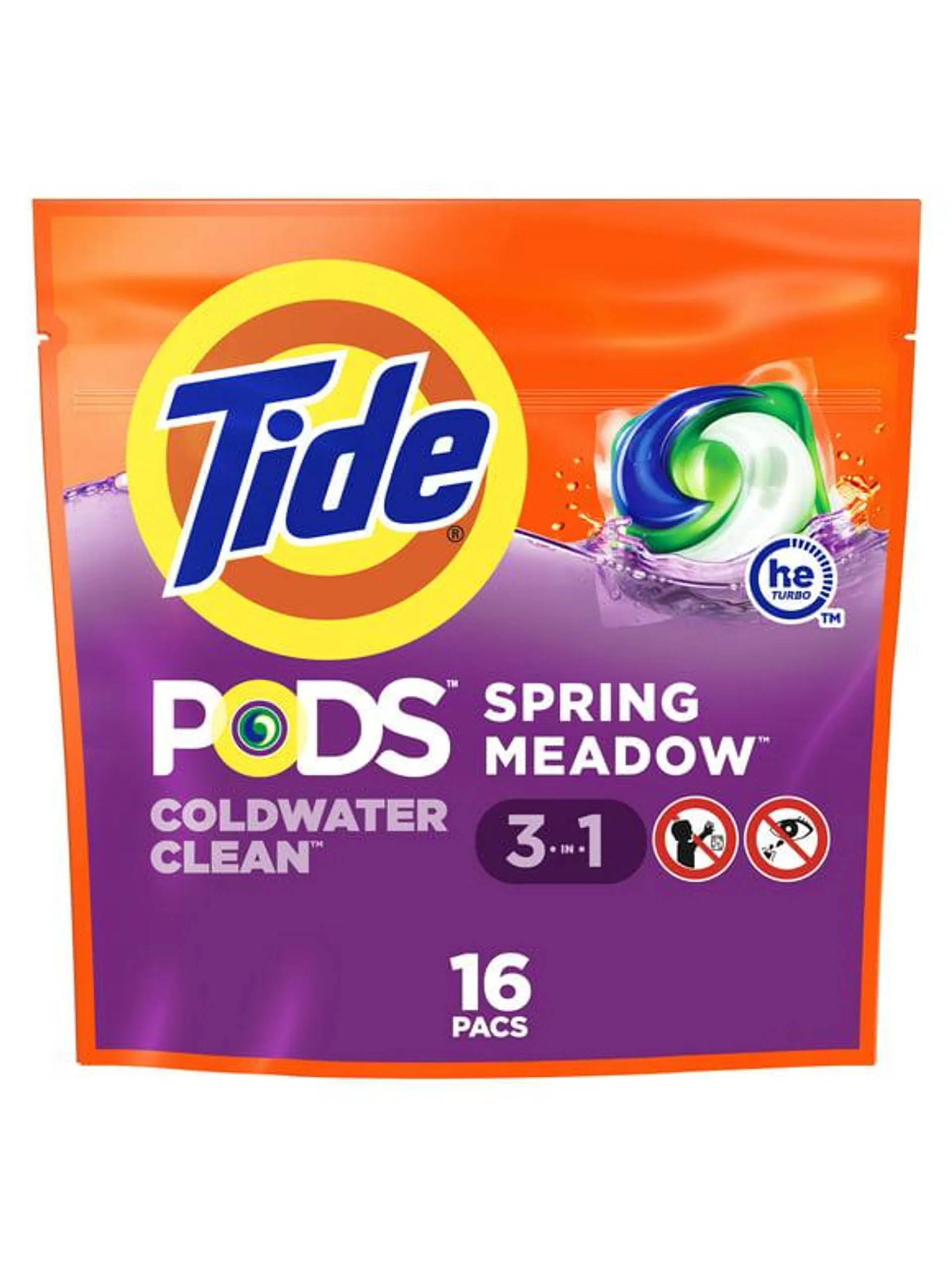 Tide Pods Laundry Detergent Soap Packs, Spring Meadow, 16 Ct