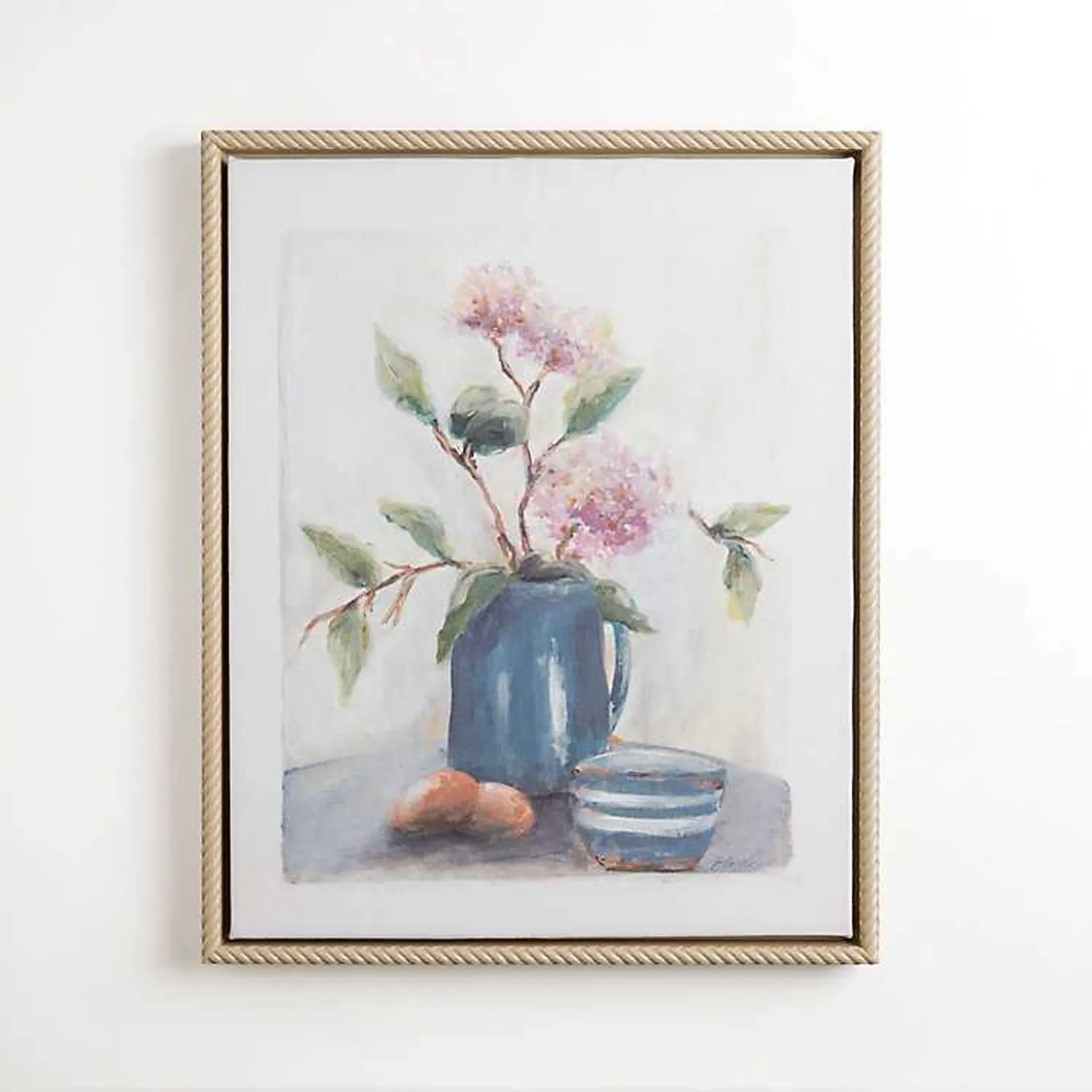 Pink Floral Still Life Framed Canvas Art Print