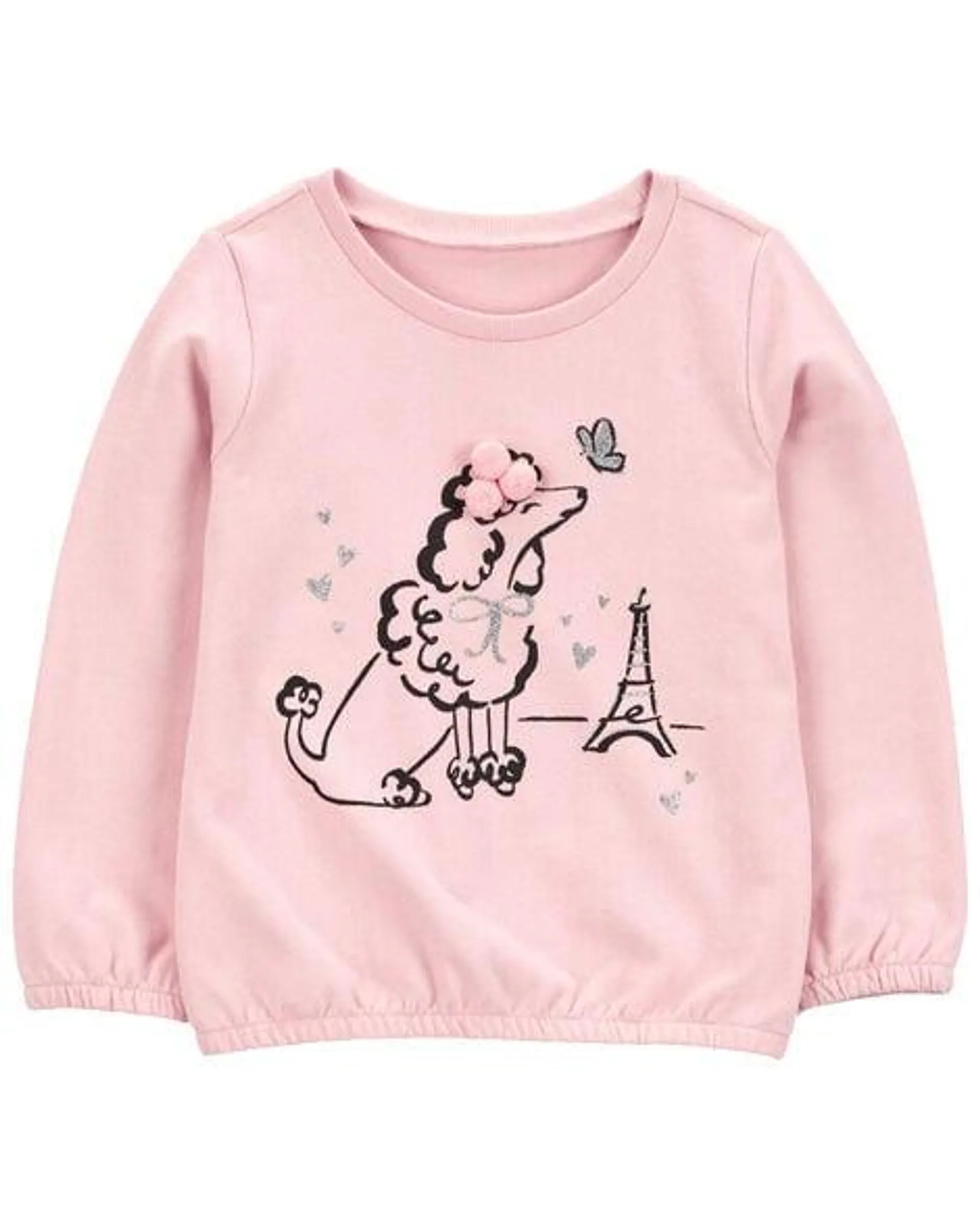 Baby Dog Knit Long-Sleeve Fashion Top - Pink