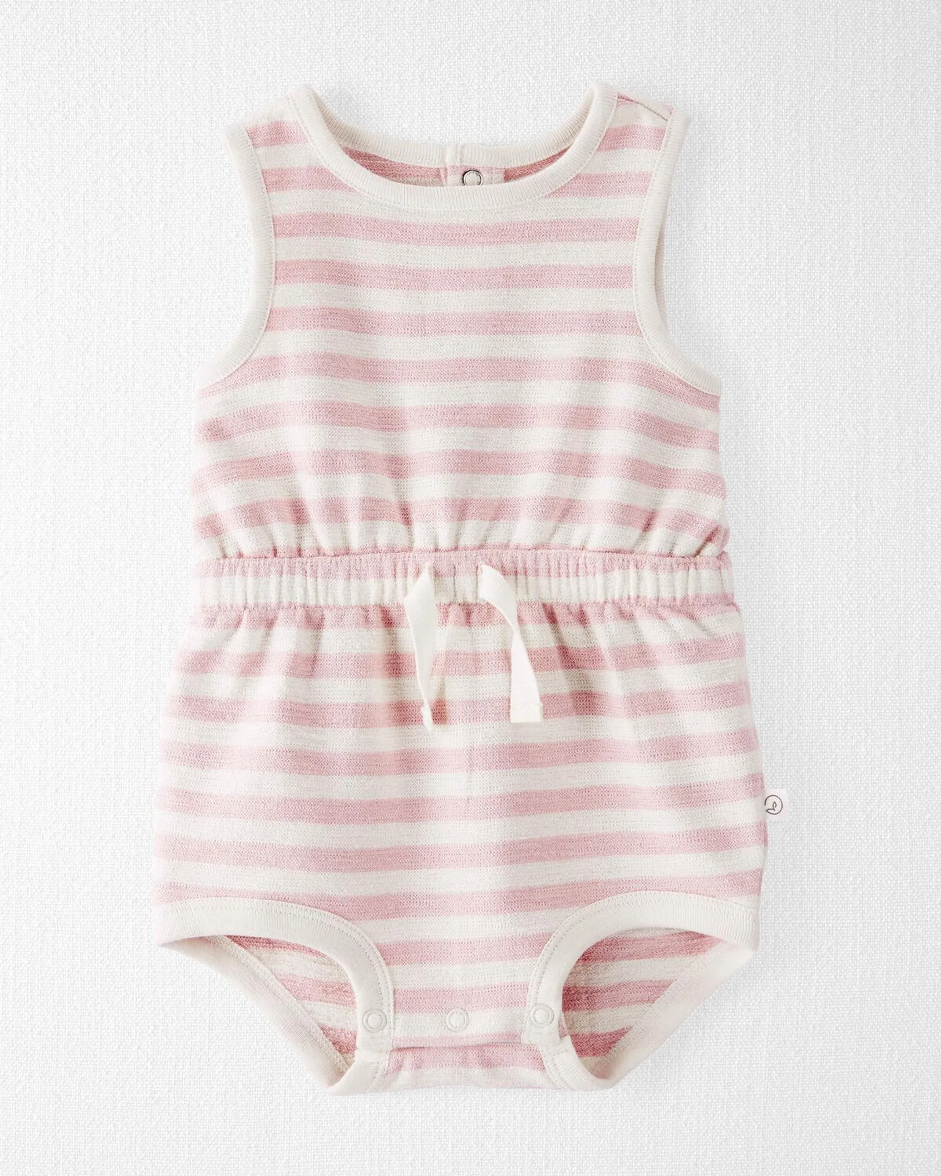 Baby Organic Cotton Pink Striped Bubble Romper