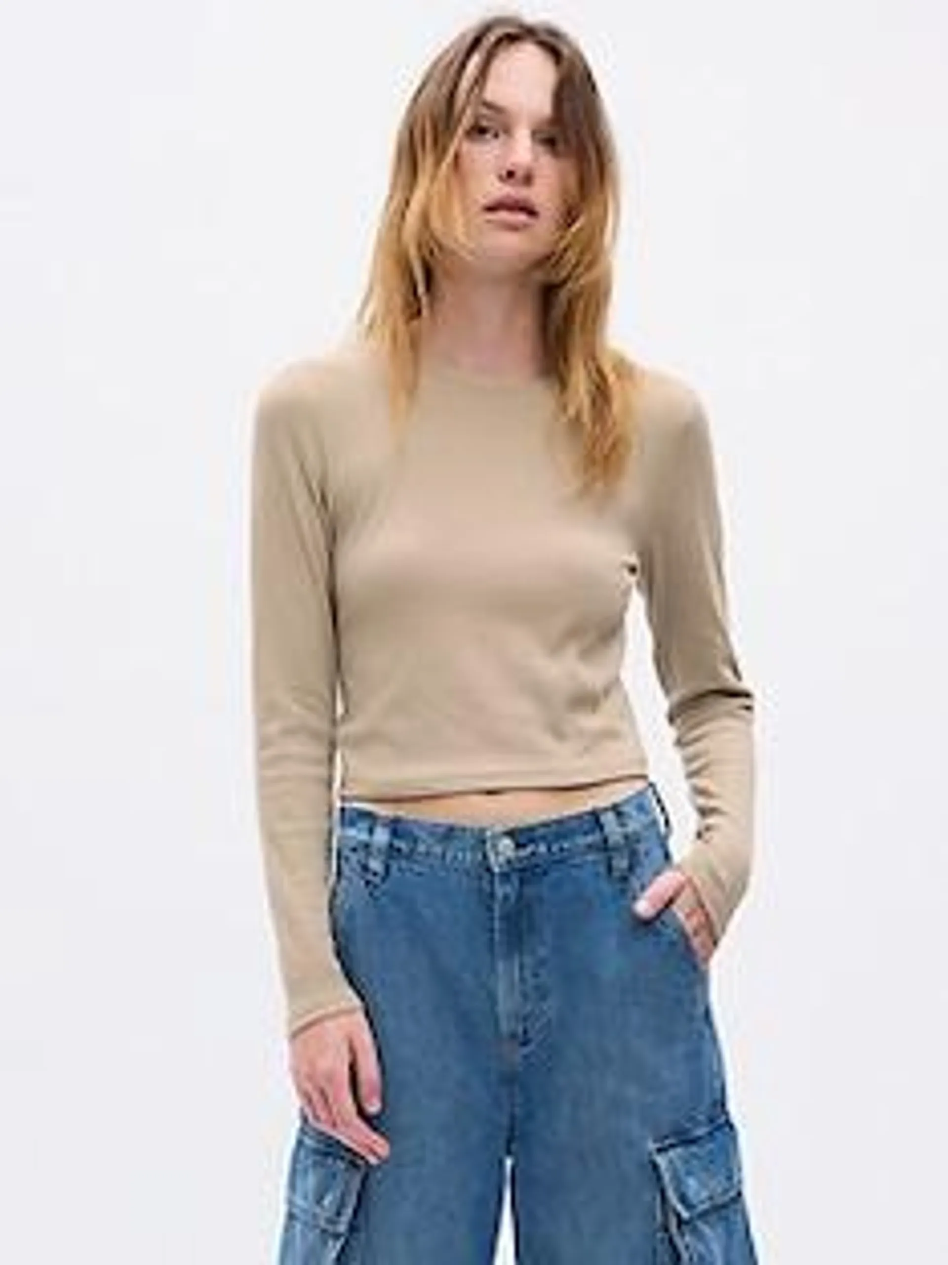 Cropped Rib T-Shirt