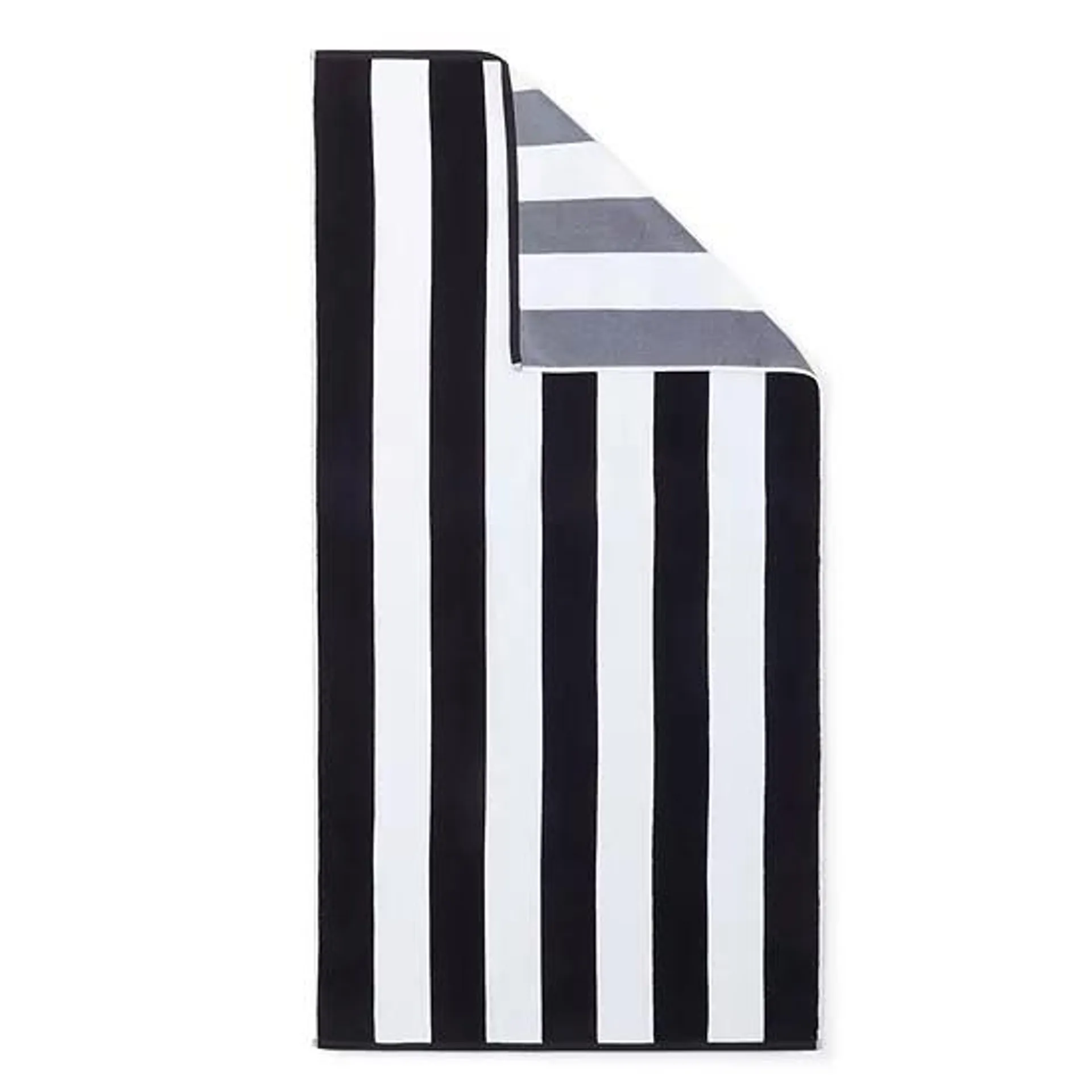 Outdoor Oasis Reversible Cabana Stripe Black And Gray Beach Towel