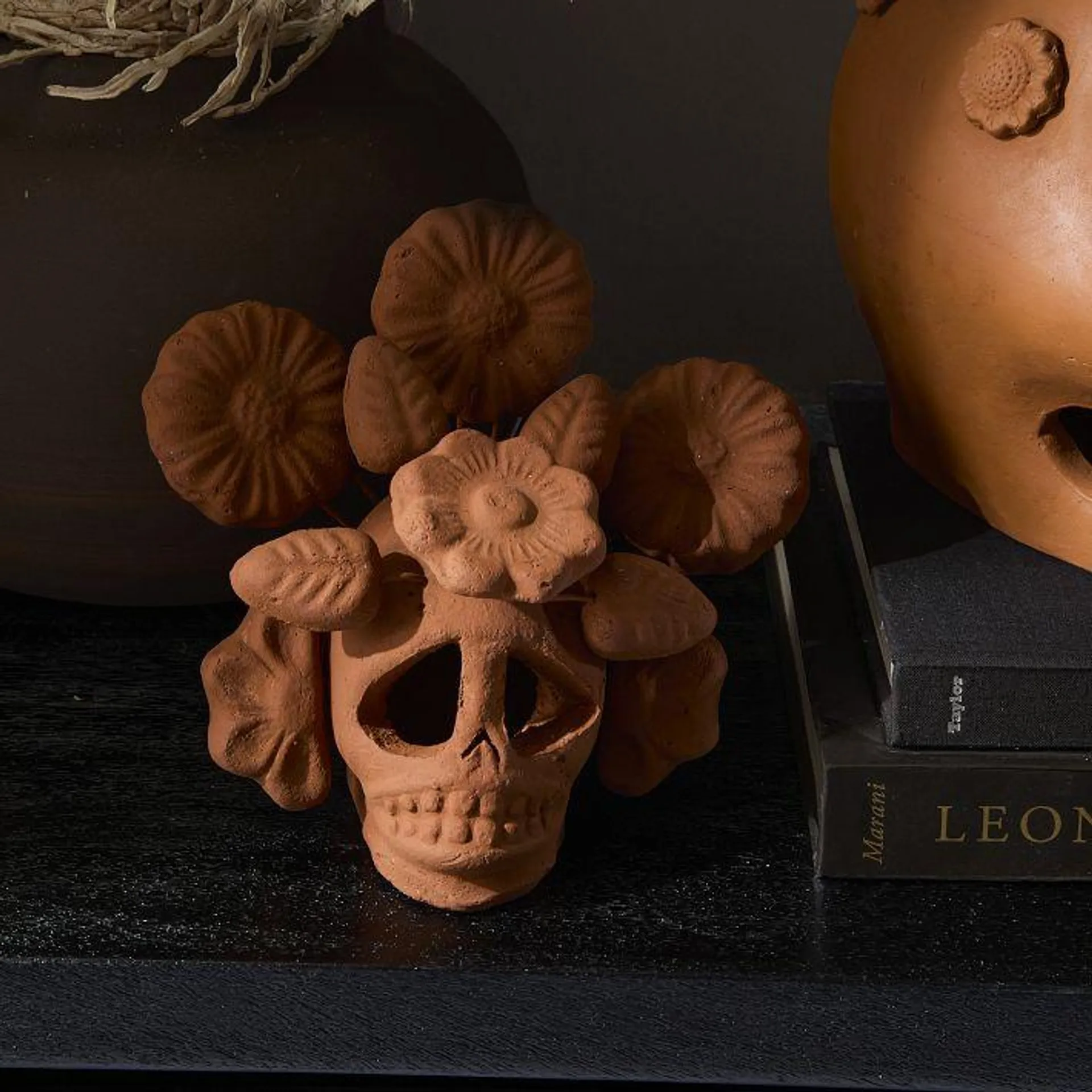 Terracotta Flower Skeleton Object