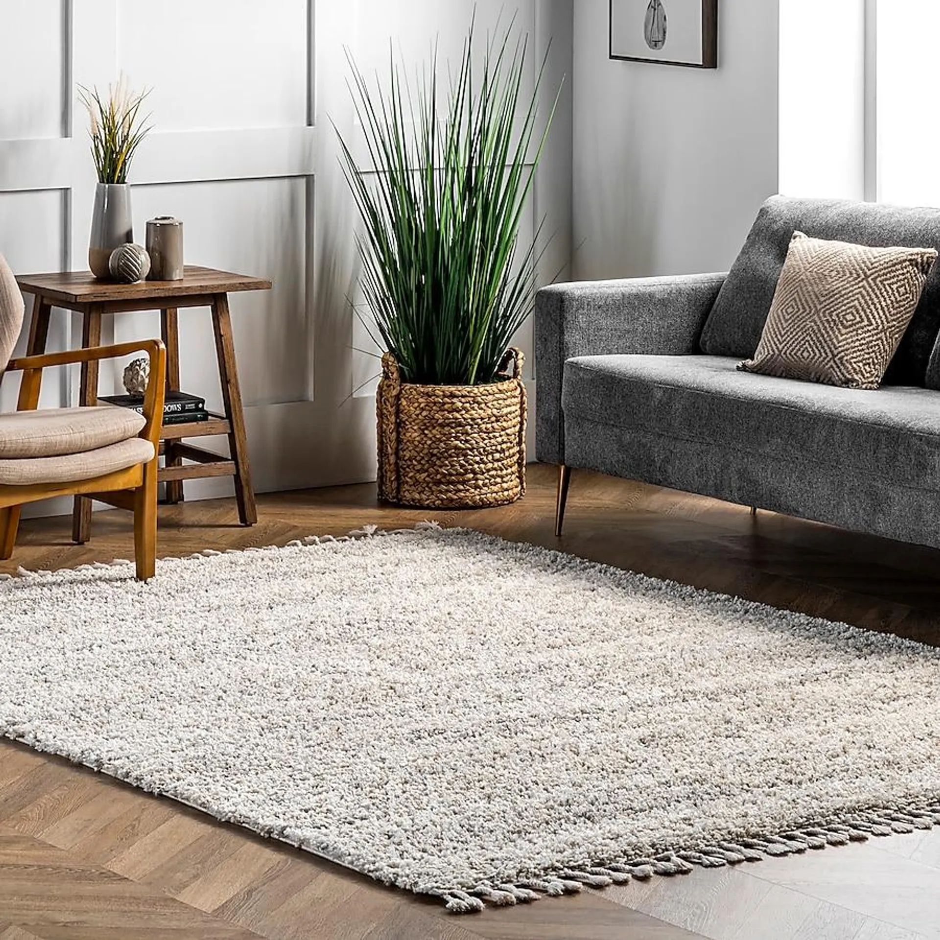 nuLOOM 9 X 12 (ft) Ivory Indoor Solid Area Rug