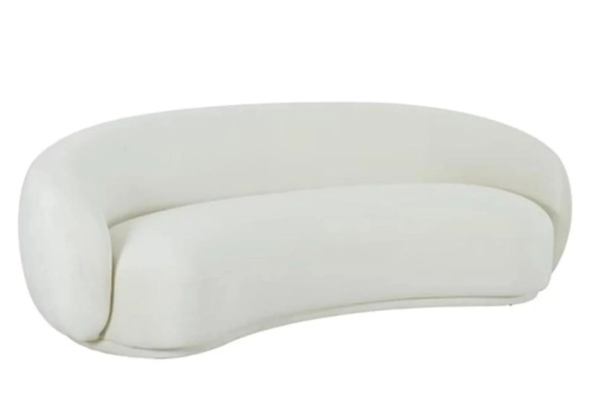 Gene 90" Cream White Velvet Fabric Curved Sofa