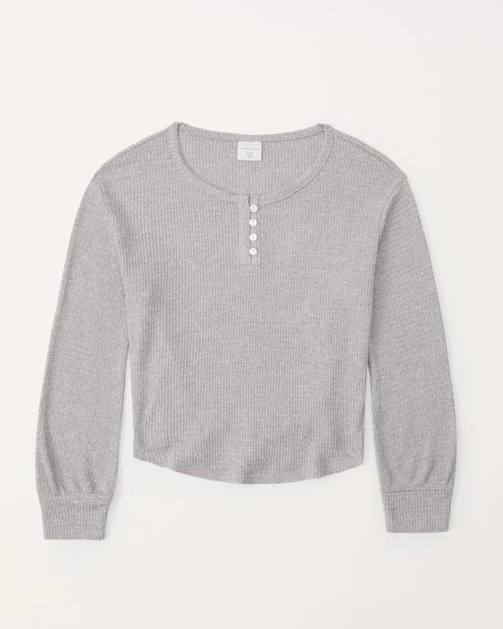 long-sleeve waffle henley tee