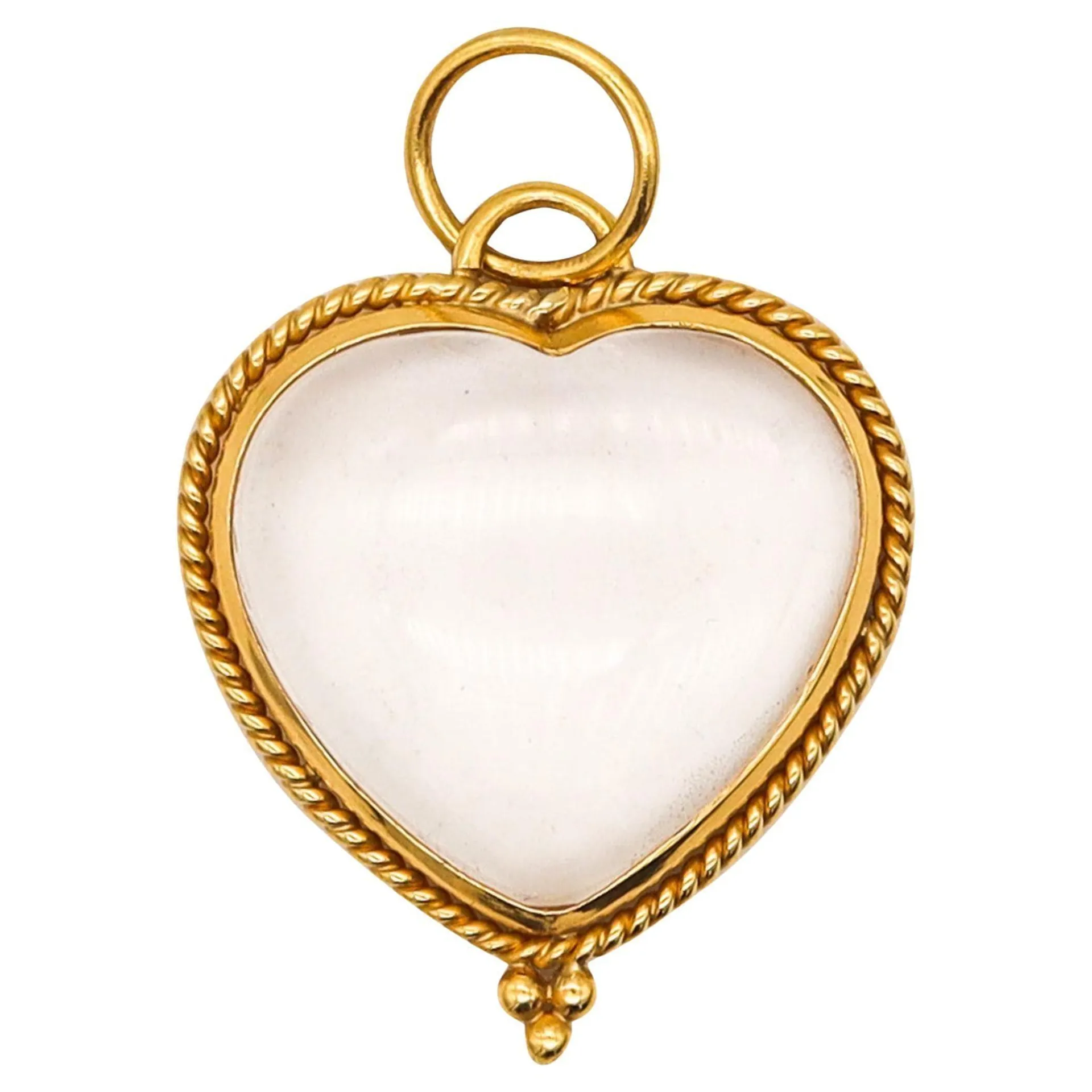 TEMPLE ST CLAIRE Byzantine Heart Pendant In 22Kt Gold And 35 Ctw Rock Quartz