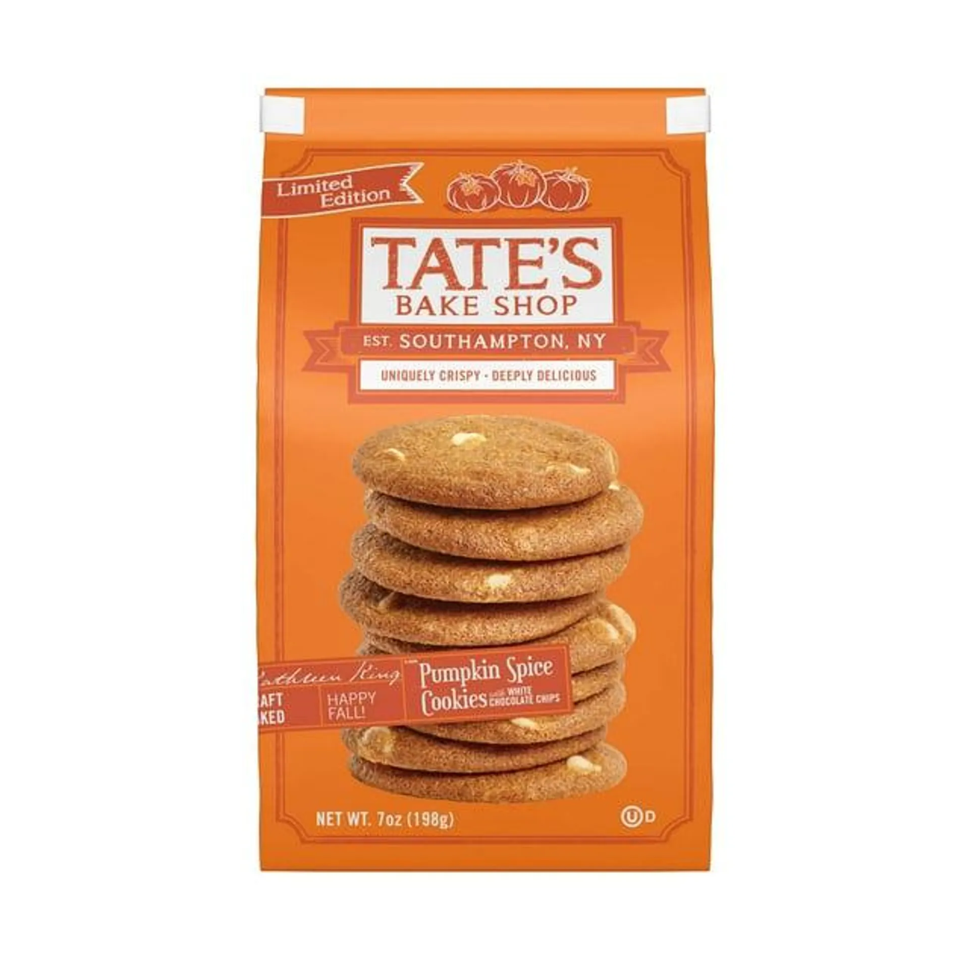 Tate's Bake Shop Pumpkin Spice Cookies with White Chocolate Chips, Limited Edition, 7 oz