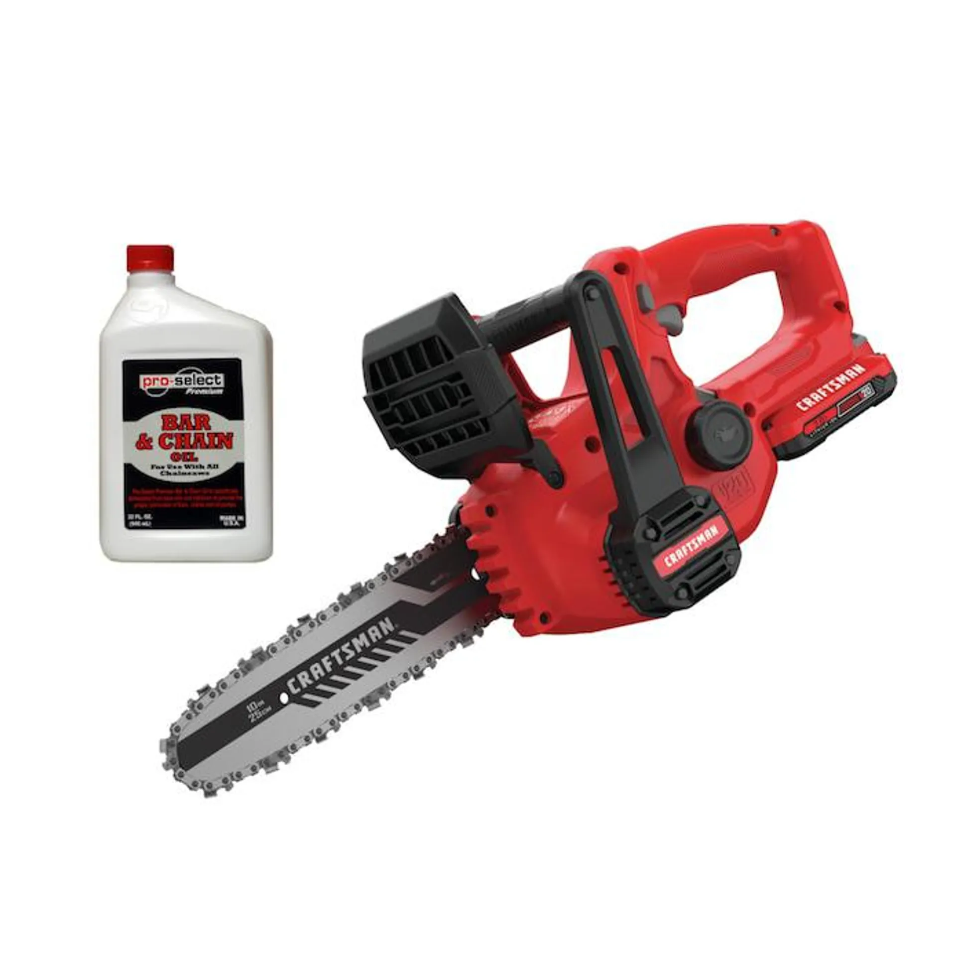 20-Volt Max 10-in Cordless Electric Chainsaw 2 Ah (Battery & Charger Included) & Oil