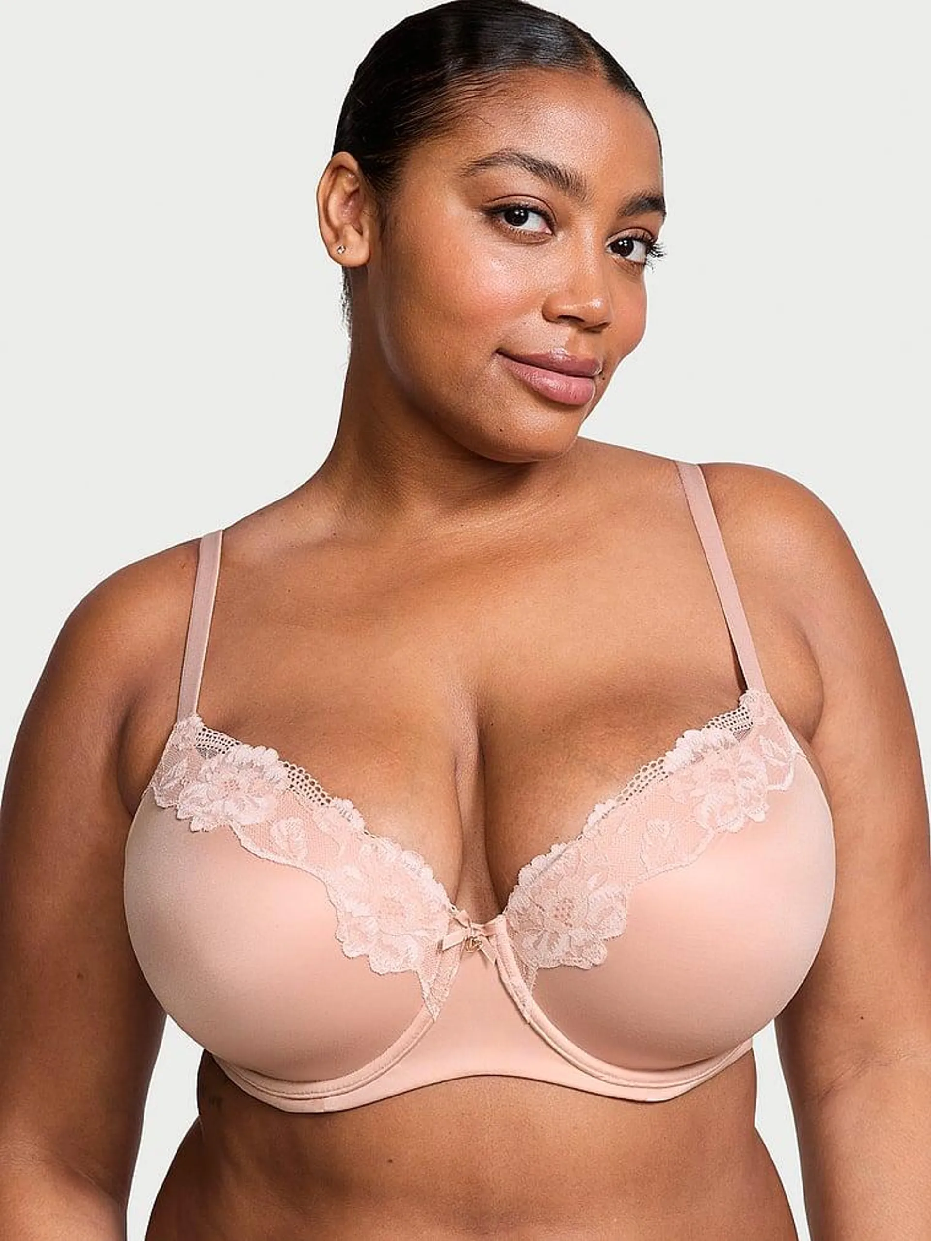 Lightly Lined Lace-Trim Demi Bra