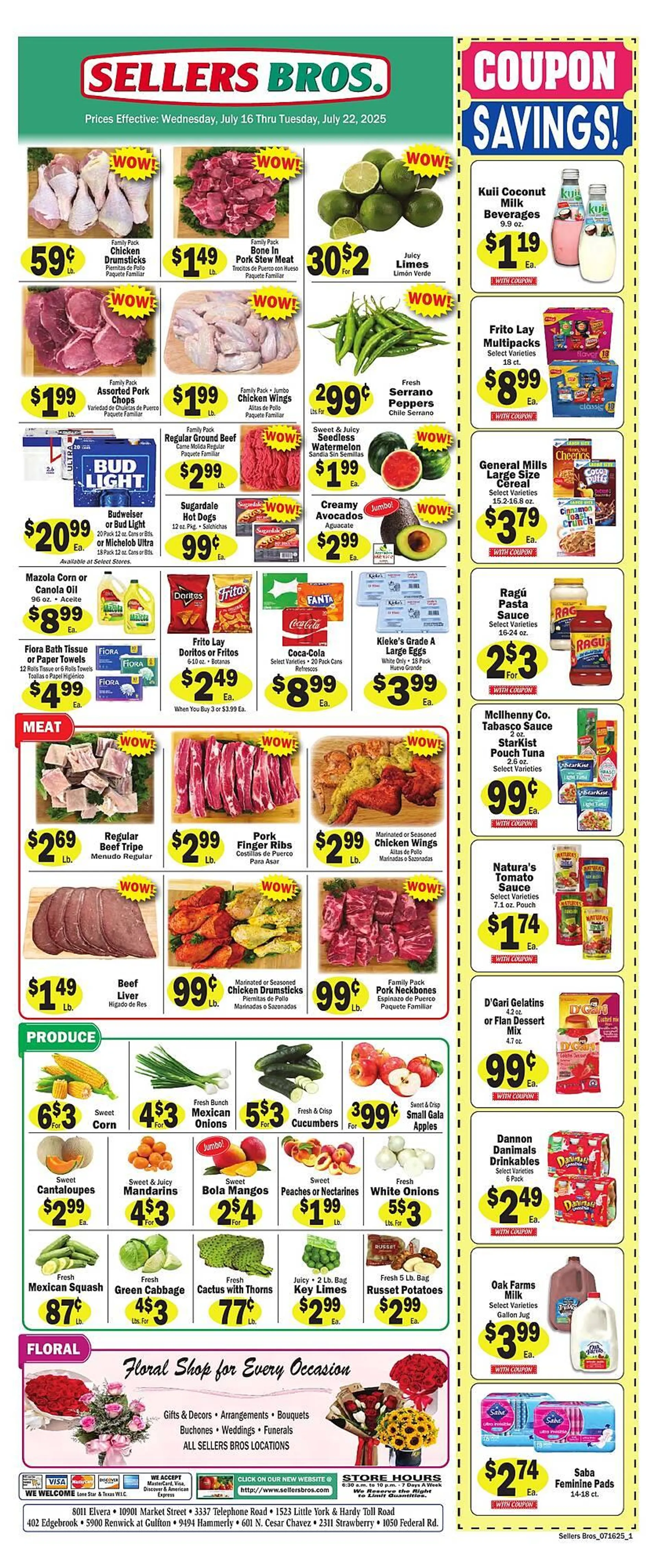 Weekly ad Sellers Bros Weekly Ad from July 16 to July 22 2025 - Page 1