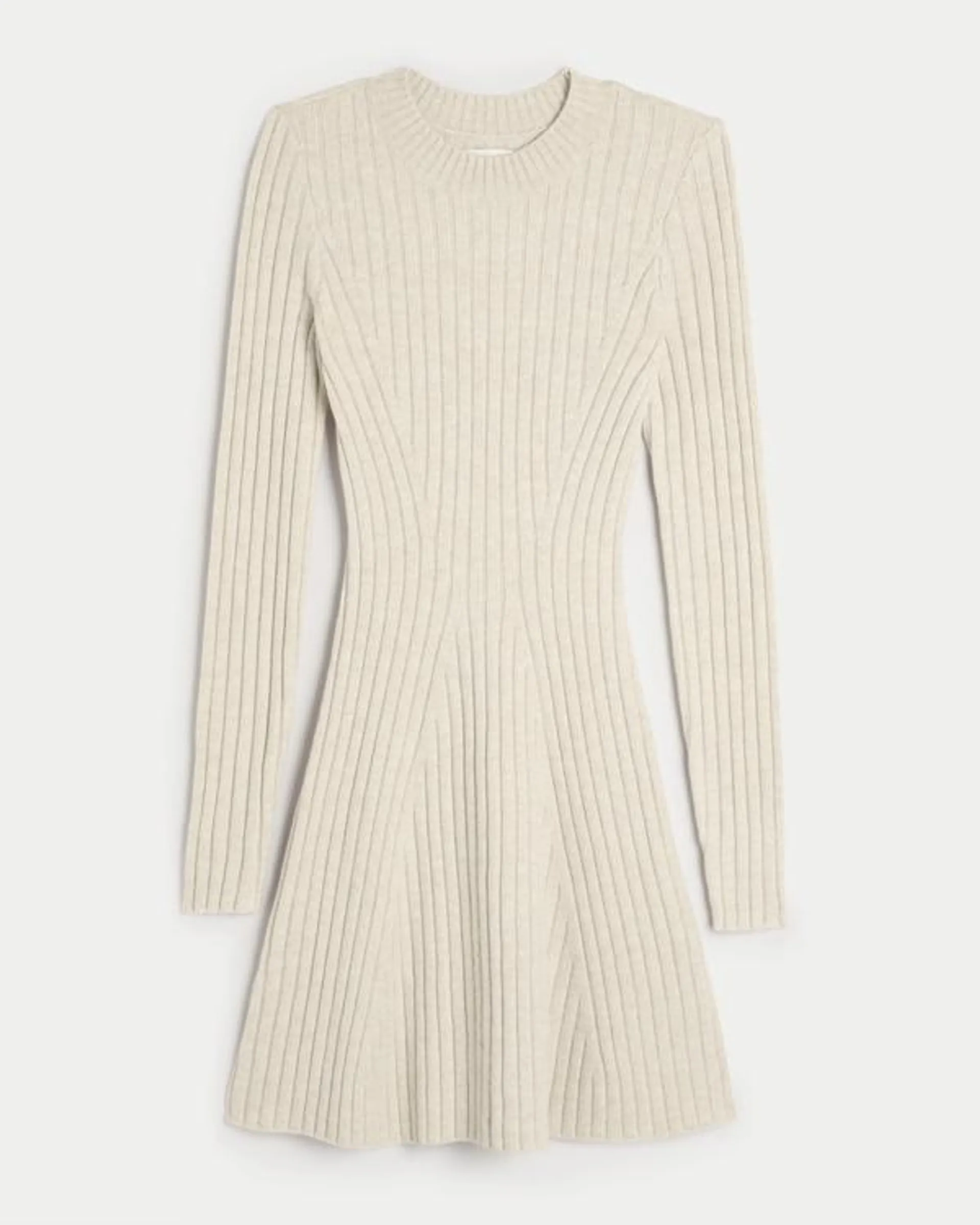 Ribbed Skater Mini Sweater Dress