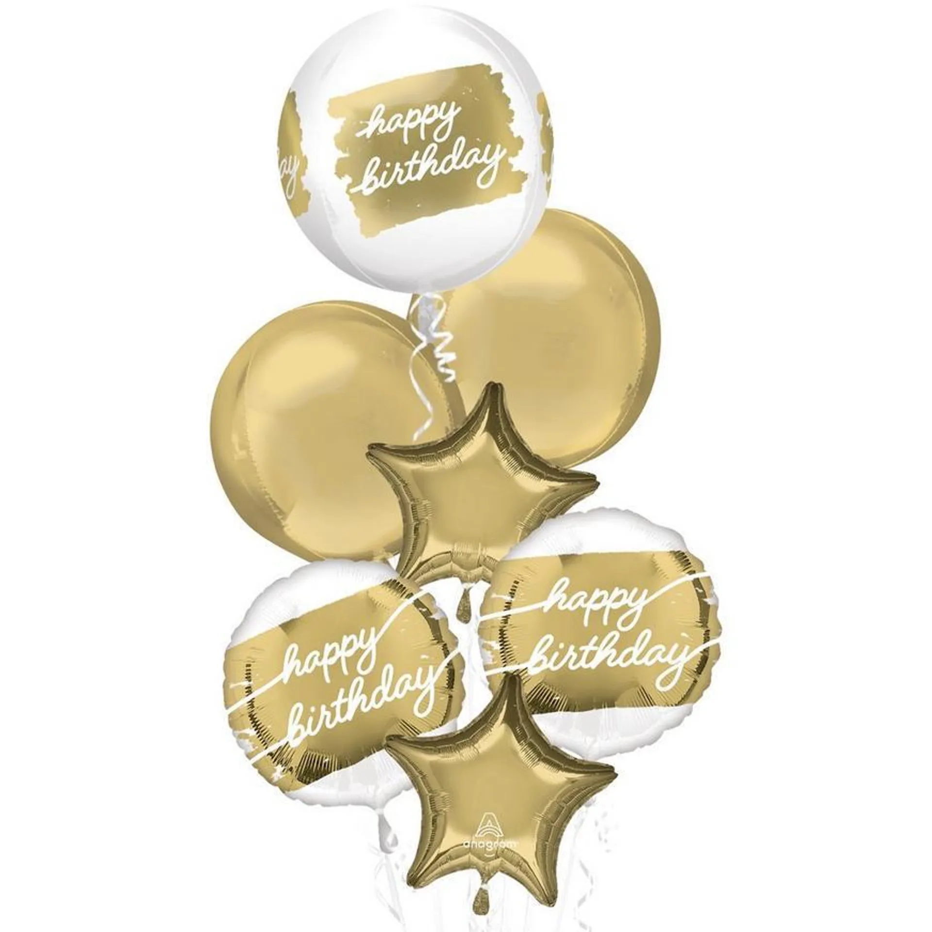 Golden Age Birthday Foil Balloon Bouquet, 7pc