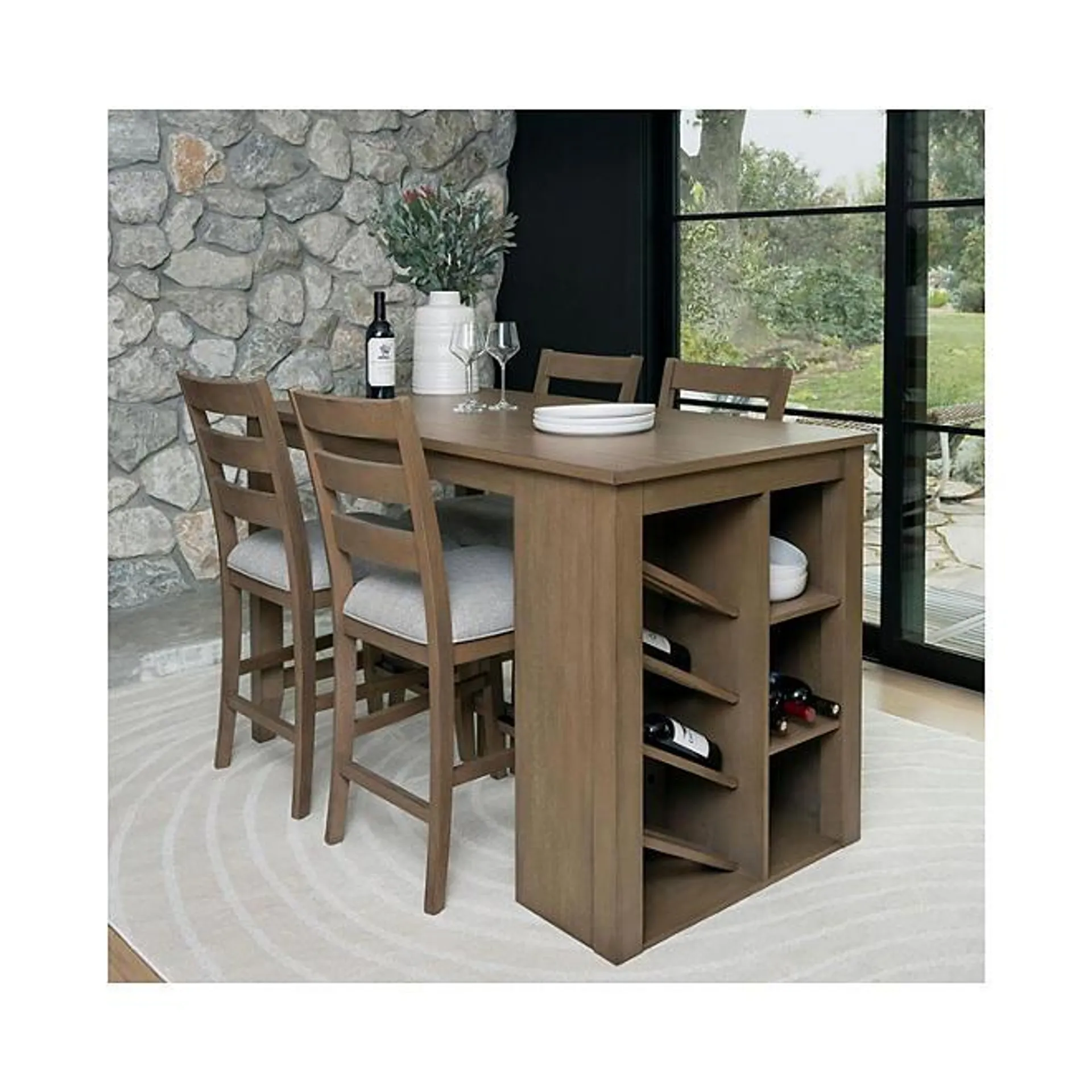 Kaylen 5-Piece Storage Counter-Height Dining Set, Ash Blonde