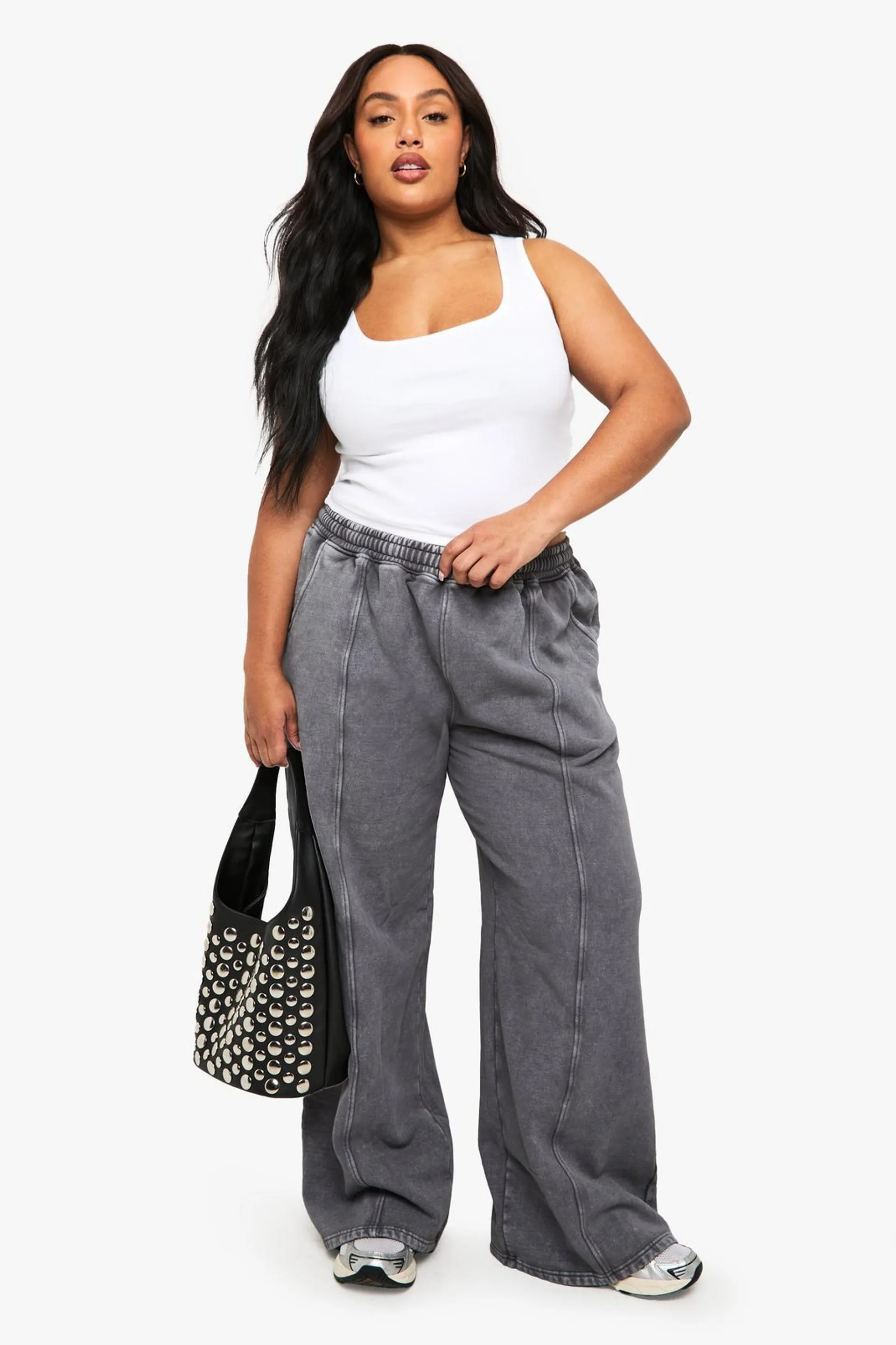 Plus Washed Zip Through Bomber Straight Leg Tracksuit