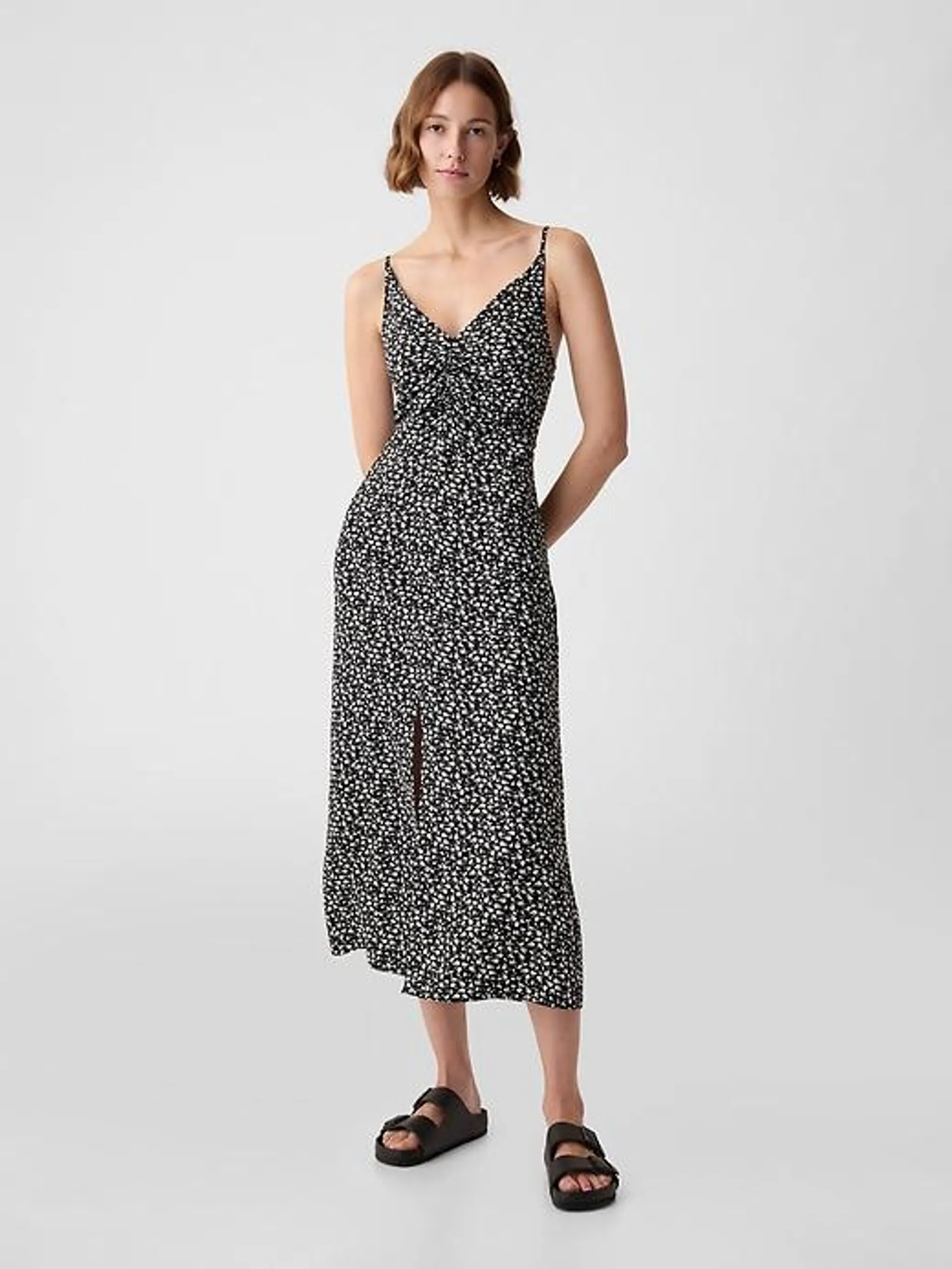 Ruched Slip Midi Dress