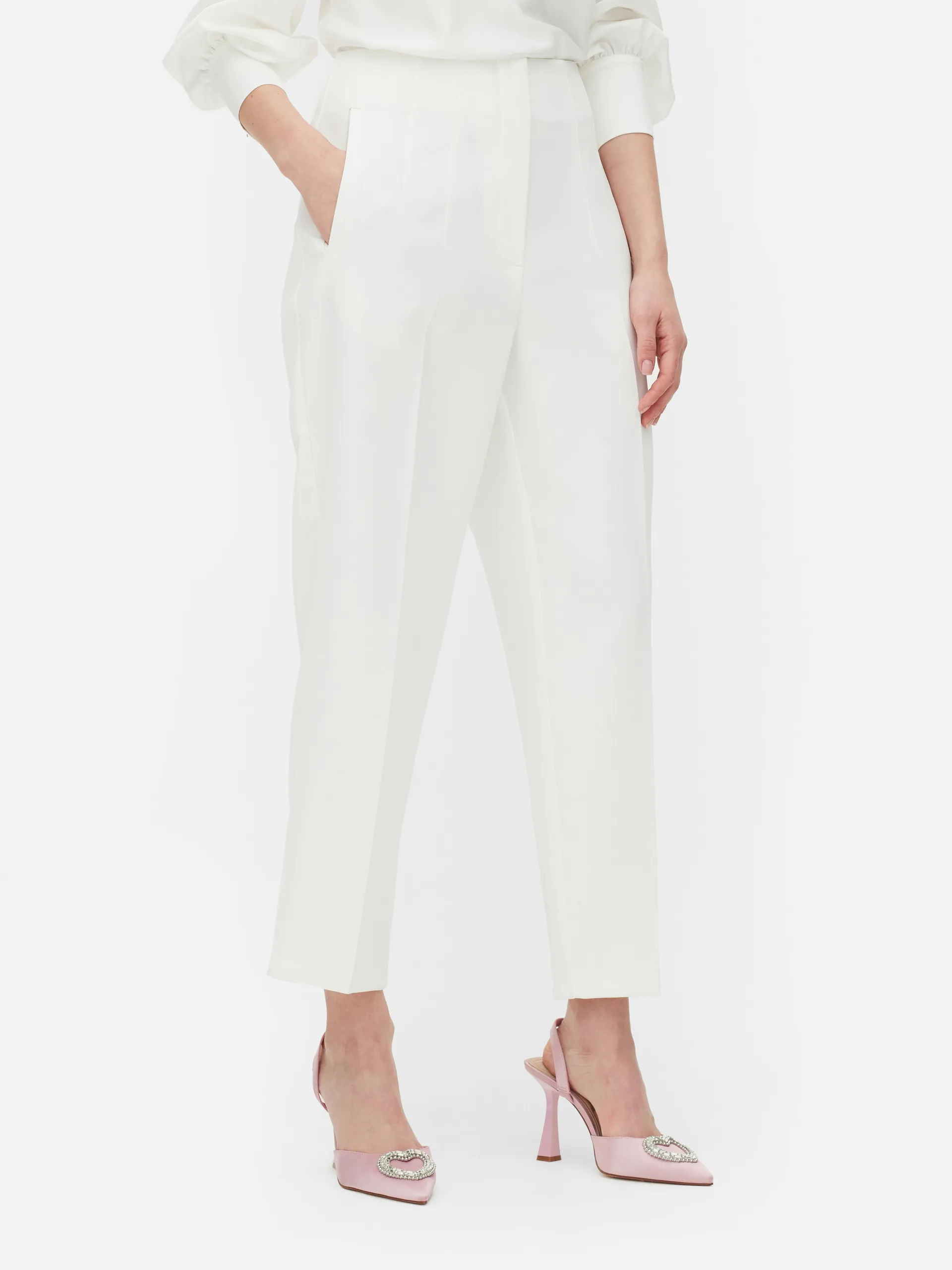 High-Waisted Slim Fit Trousers