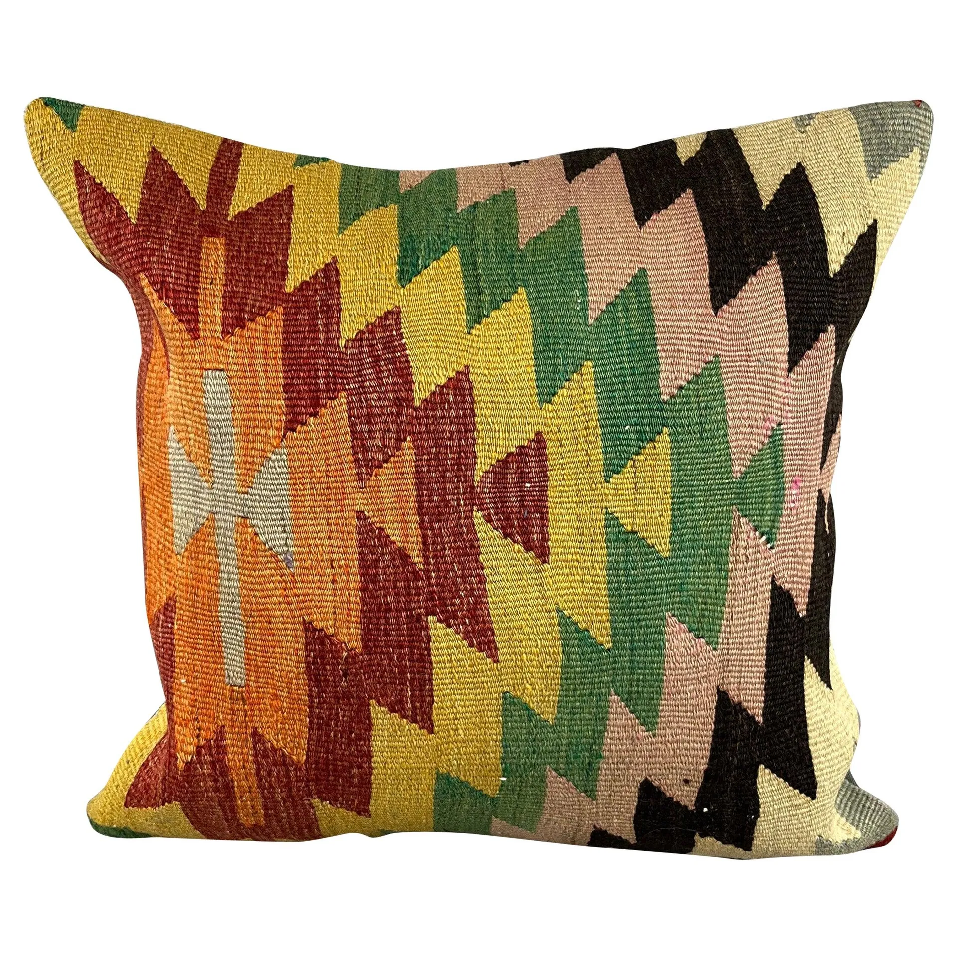 20 x 20 Kilim Turkish Cushion Natural Yellow Green Pillow Cushion Cover #6794