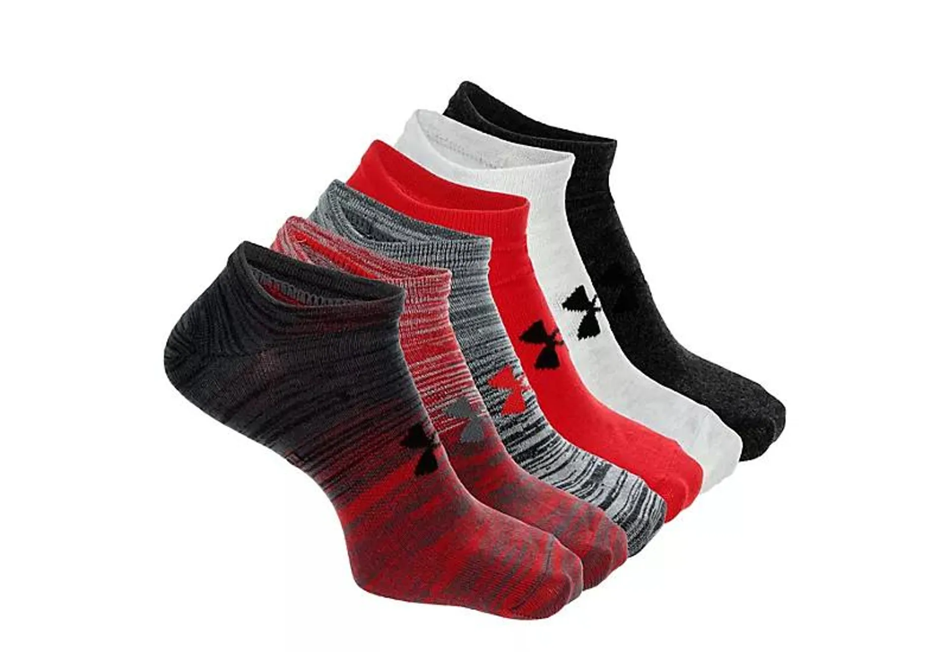 Under Armour Mens Essential Lite No Show Socks 6 Pairs - Red
