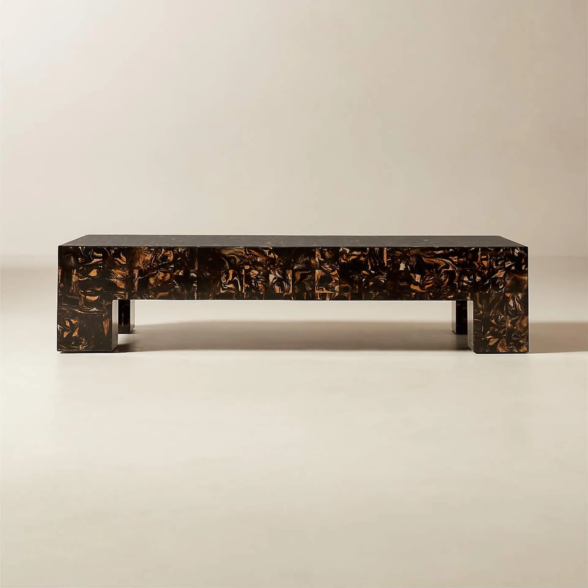 Scatola Rectangle Brown Faux Horn Coffee Table