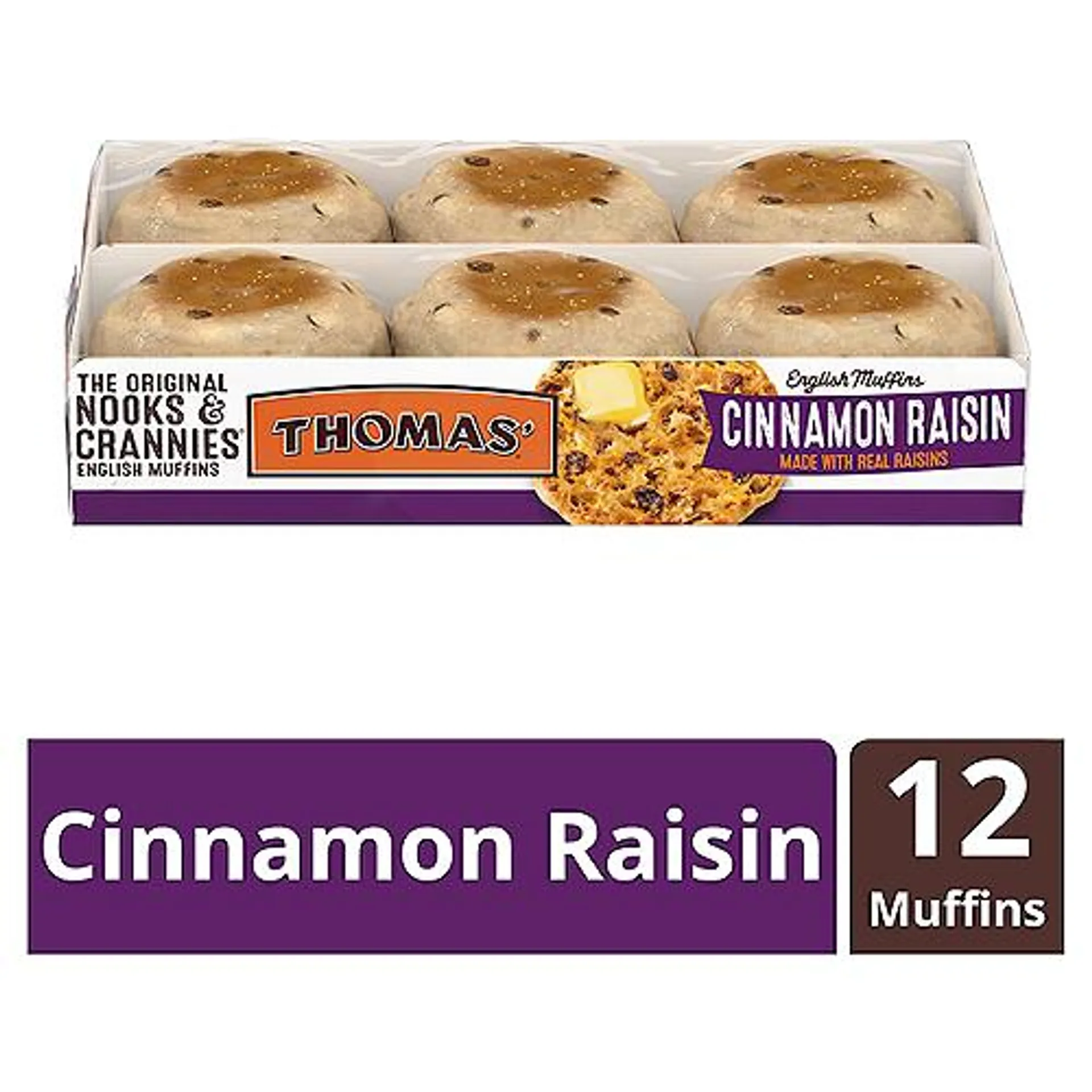 Thomas' Cinnamon Raisin English Muffins, 12 count, 26 oz
