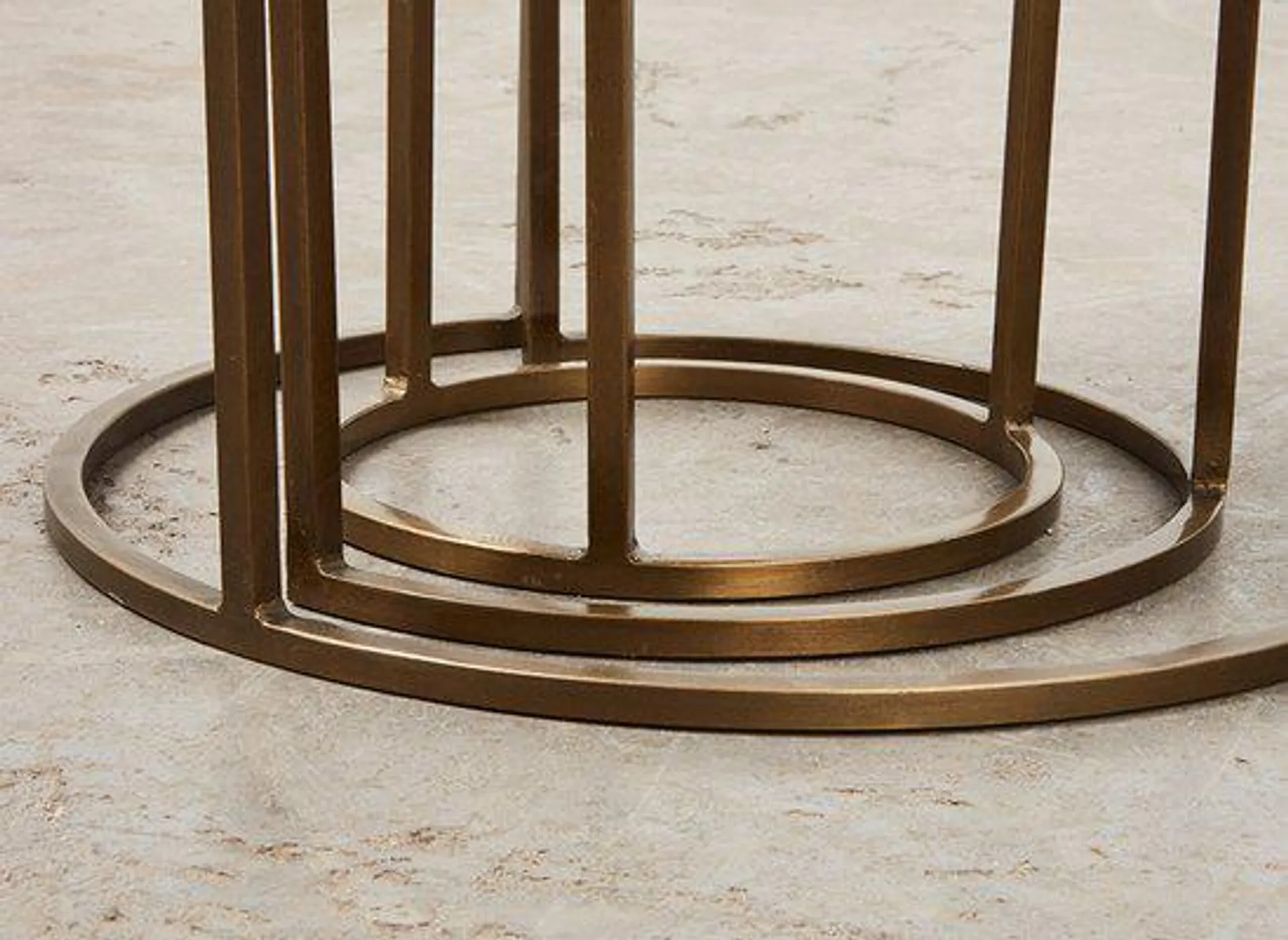 Nesting Tables in Marble and Metal, 1970s, Set of 3