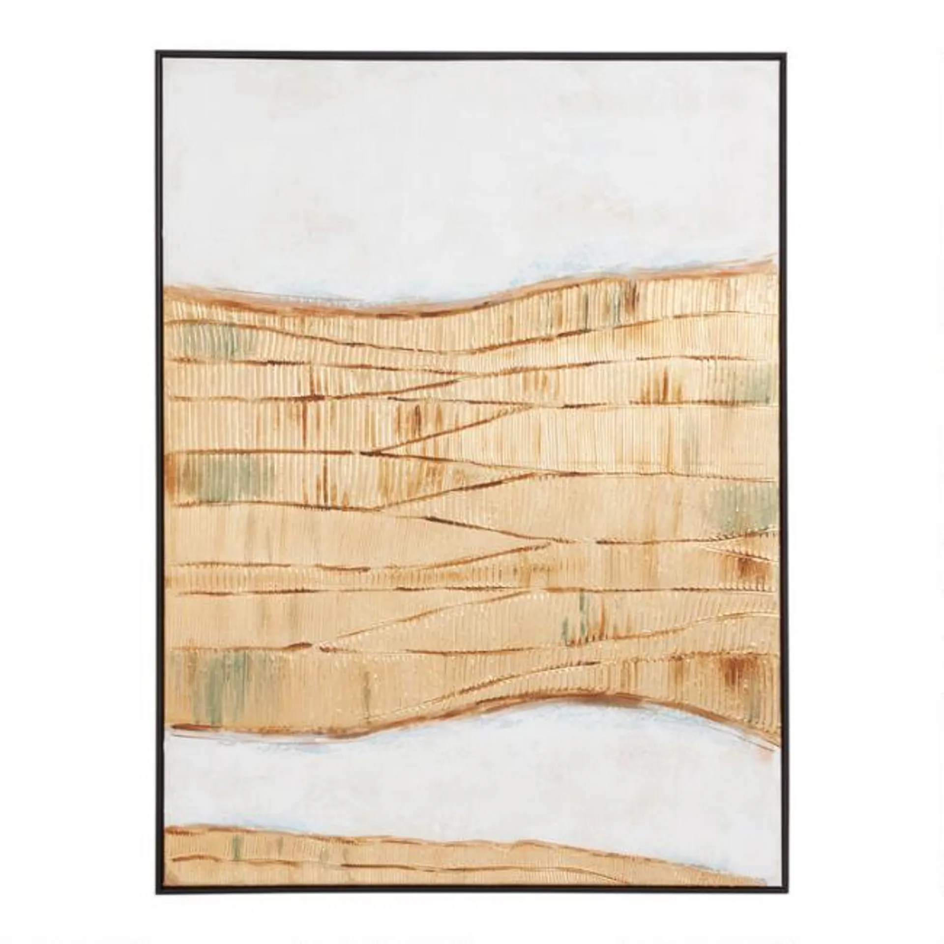 Gold Waves Abstract by Jason Wu Framed Canvas Wall Art