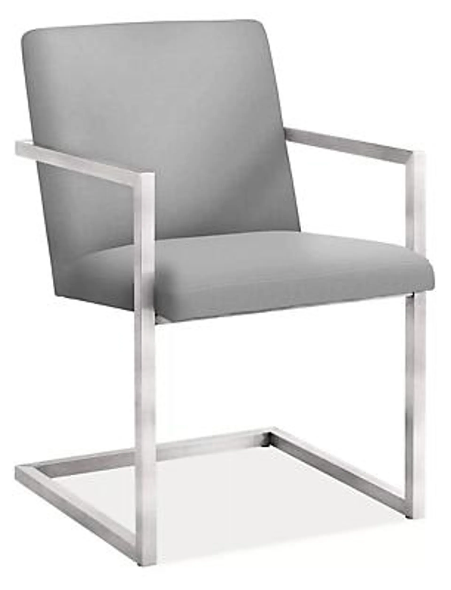 Finn Arm Chair in Sunbrella Canvas Cement with Stainless Steel
