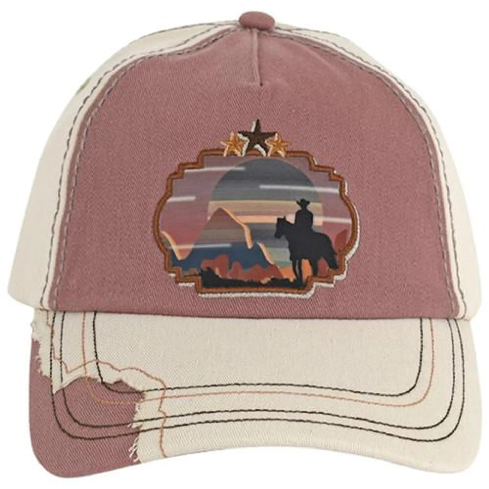 Catchfly Ladies Pink/Tan Cap with Desert Cowboy Patch