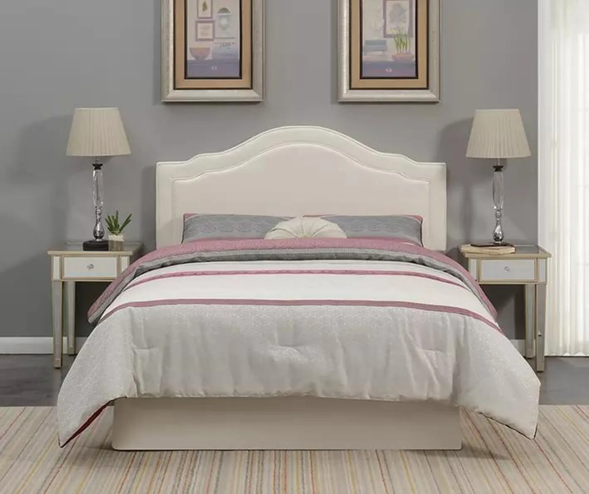 Edmond Cream Faux Leather Queen Headboard