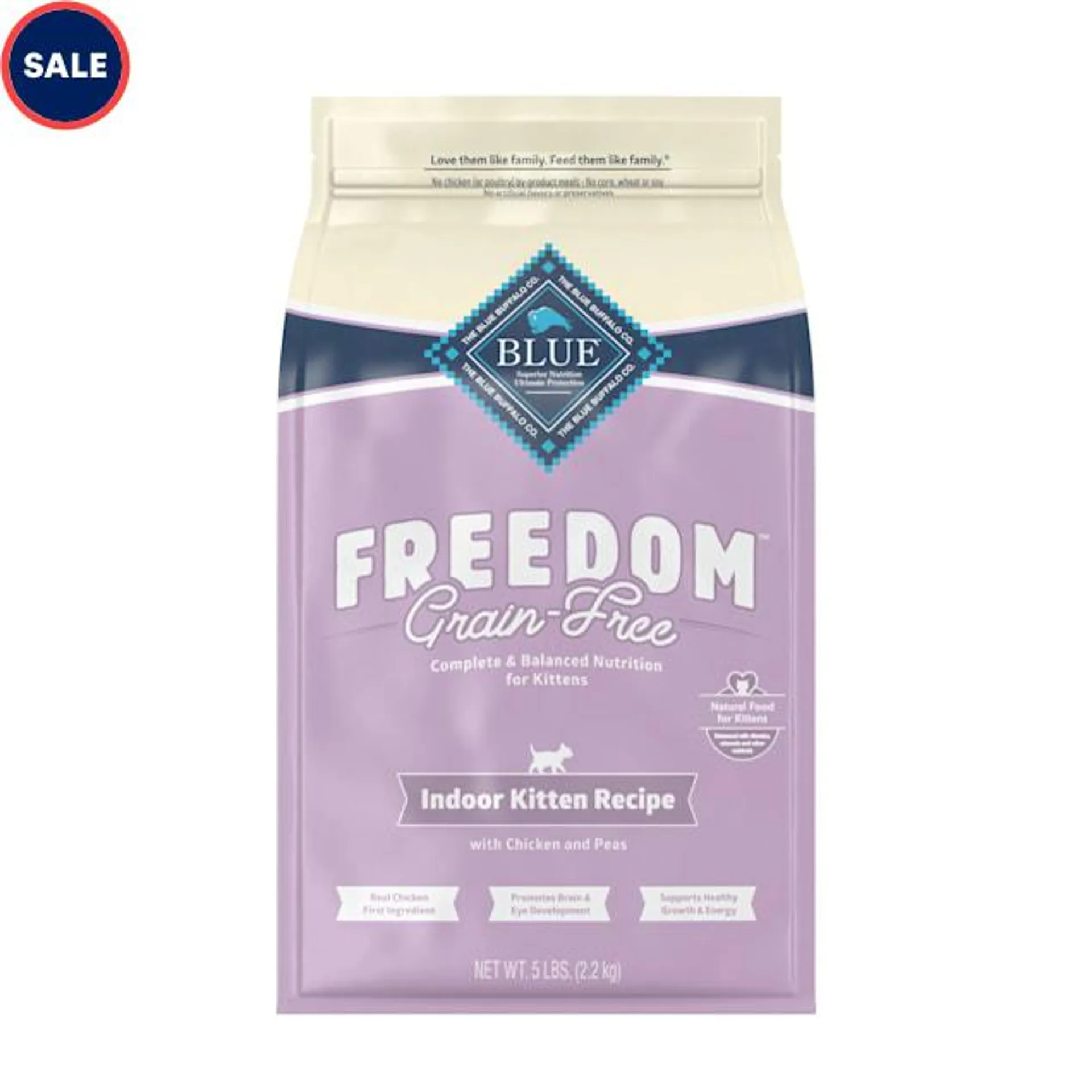 Blue Buffalo Blue Freedom Grain-Free Indoor Kitten Chicken Recipe Dry Cat Food, 5 lbs.