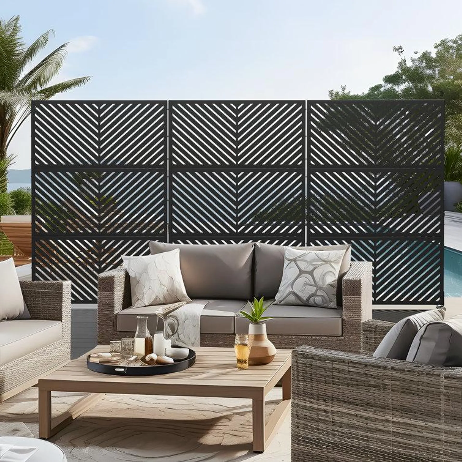 Harmon 4 ft. W Laser Cut Metal Privacy Screen