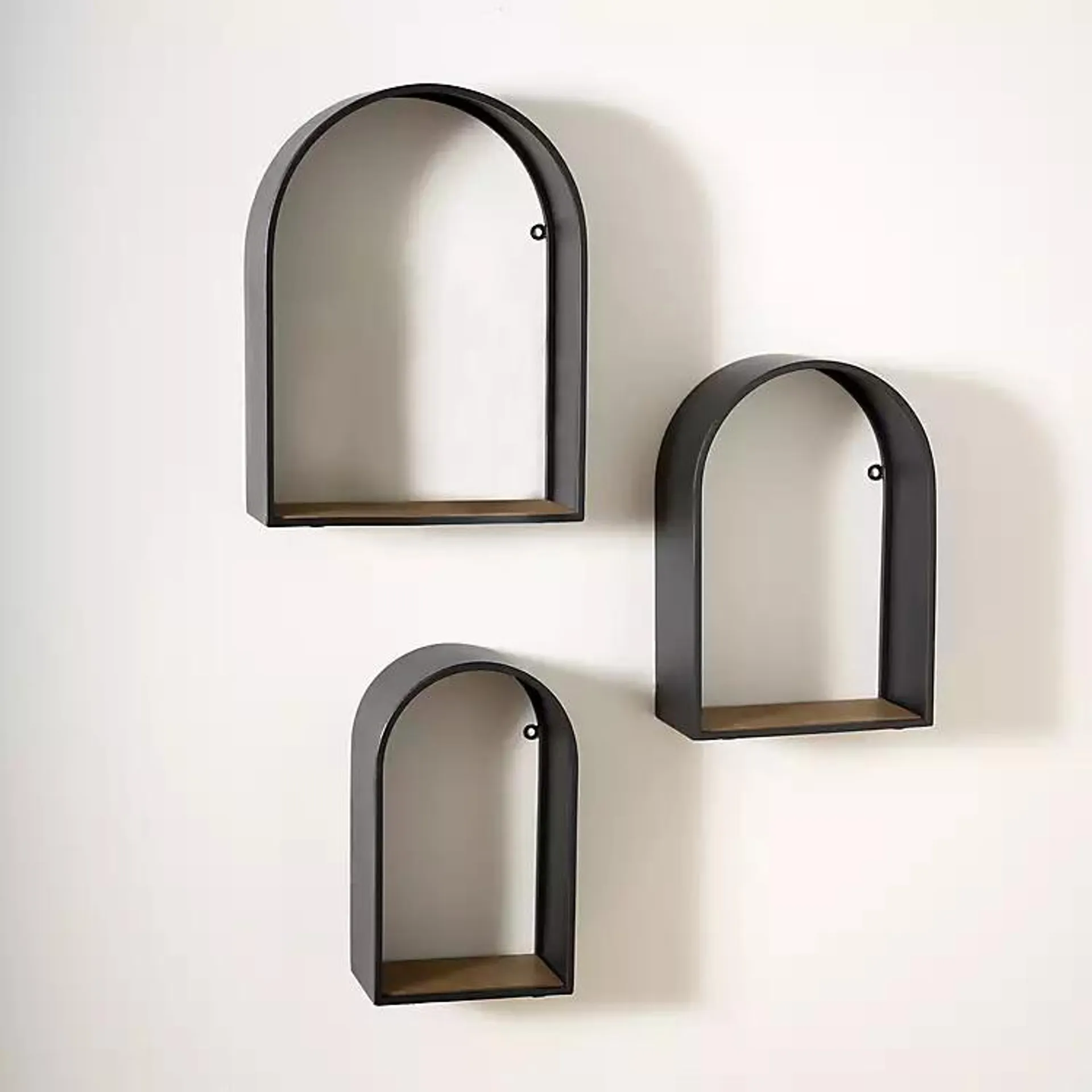 Black Metal Arch Shelves, Set of 3