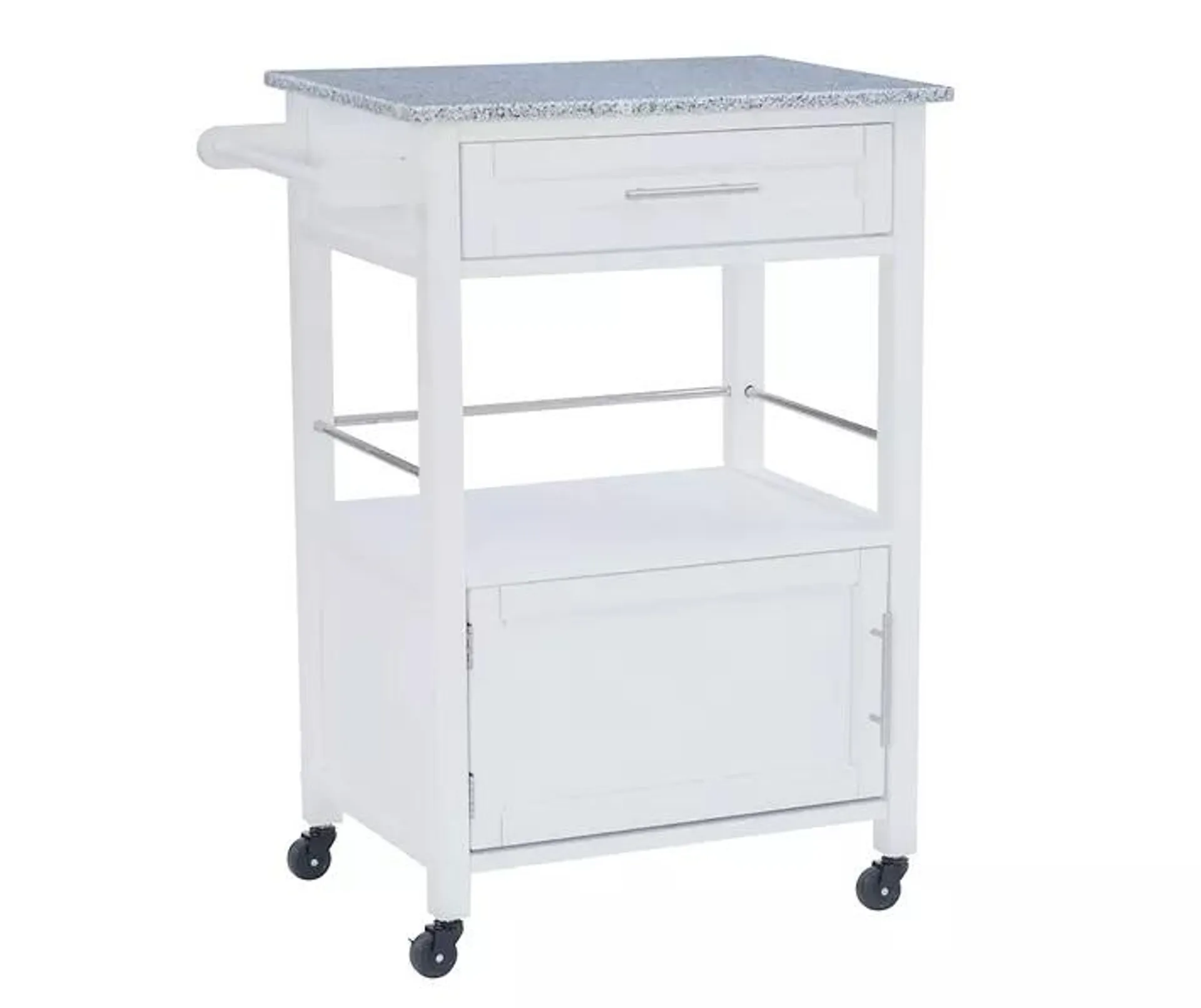 White Granite Top Kitchen Cart with Storage