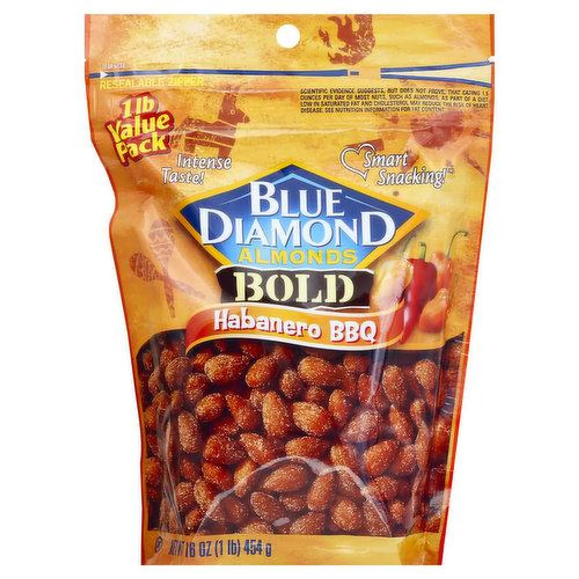 Blue Diamond Almonds, Habanero BBQ, 1 Pound Value Bag - 16 Ounce