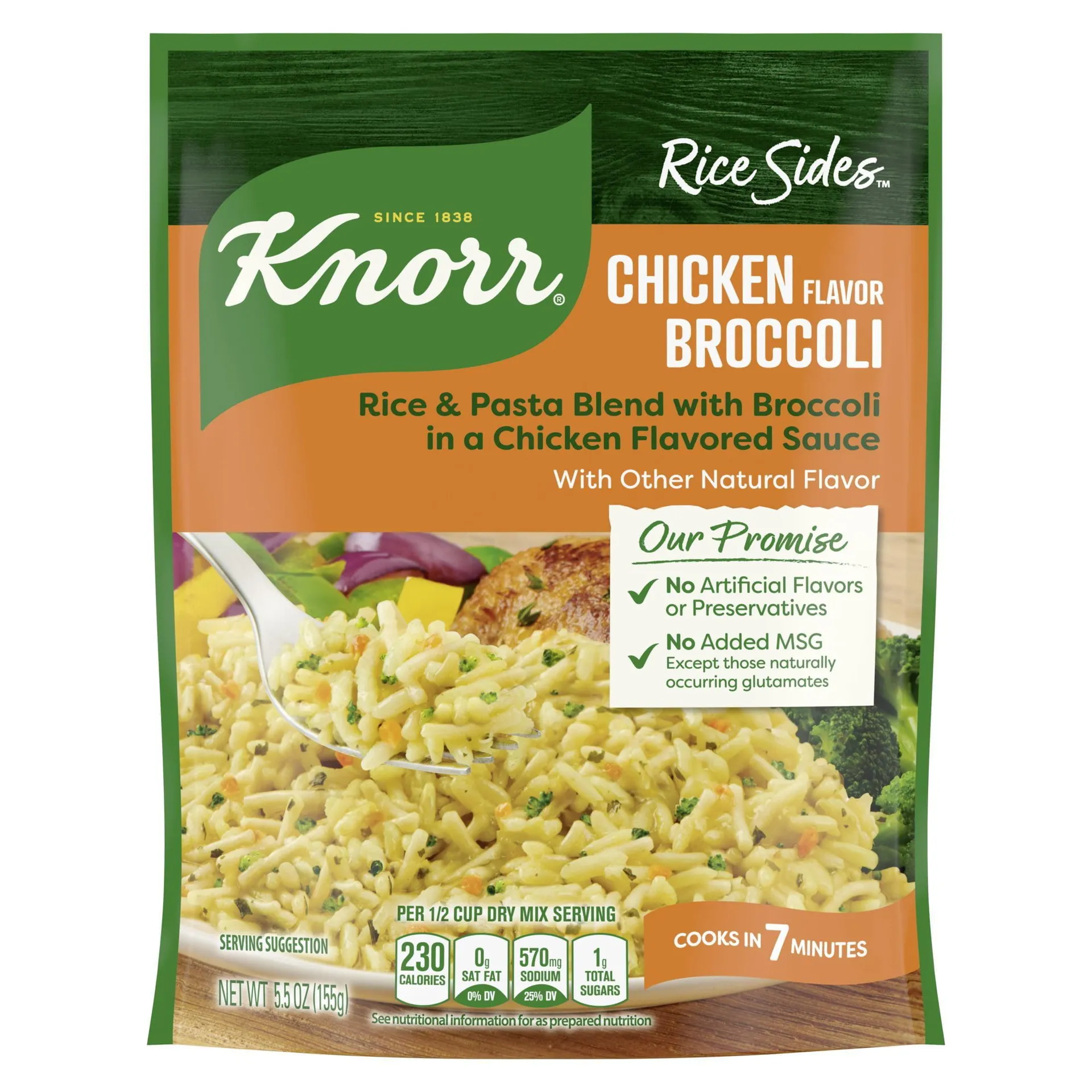 Knorr No Artificial Flavors Creamy Chicken Broccoli Rice, 5.5 oz Regular Pouch