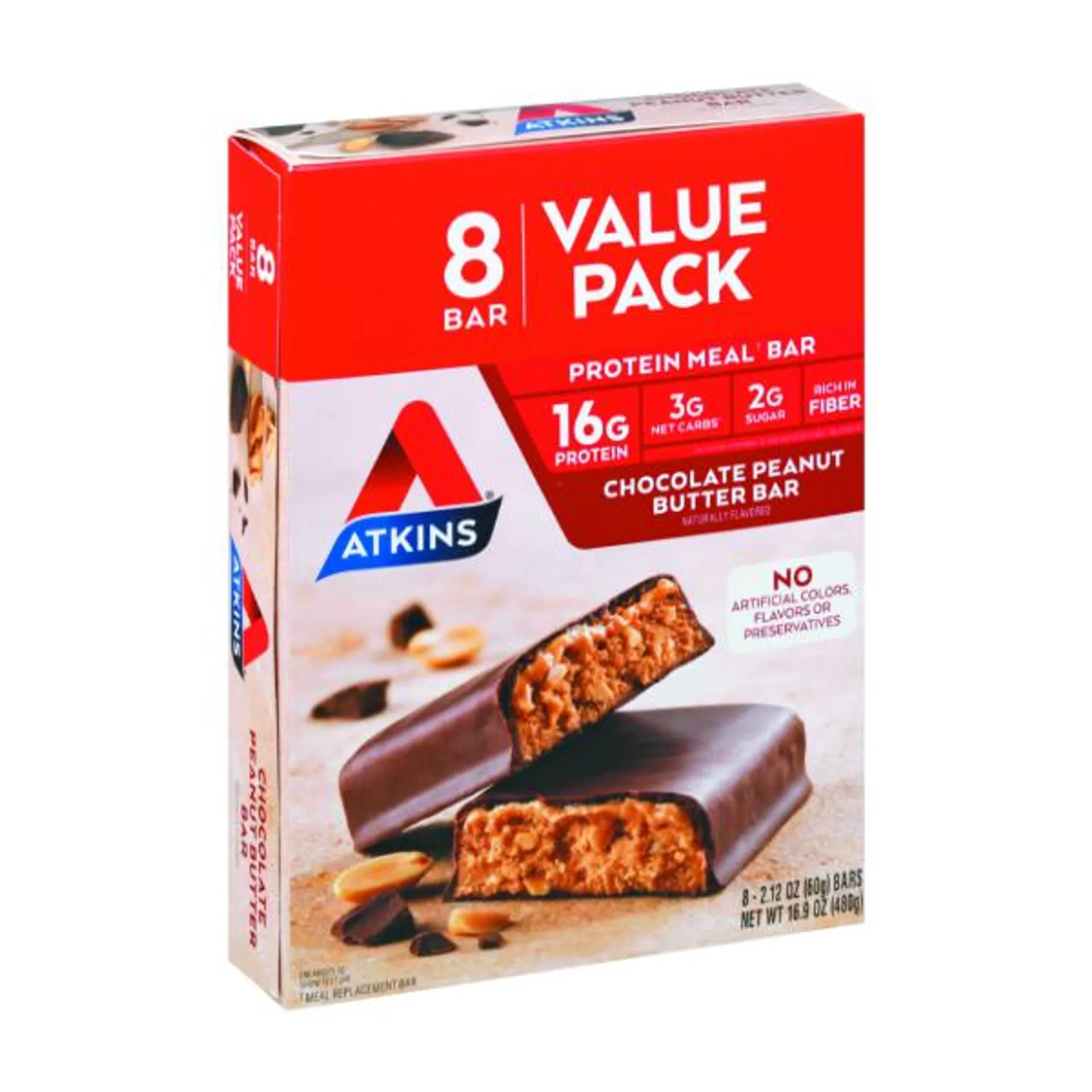 Atkins Chocolate Peanut Butter Meal Bar 8 Pack - 16.9 Ounce