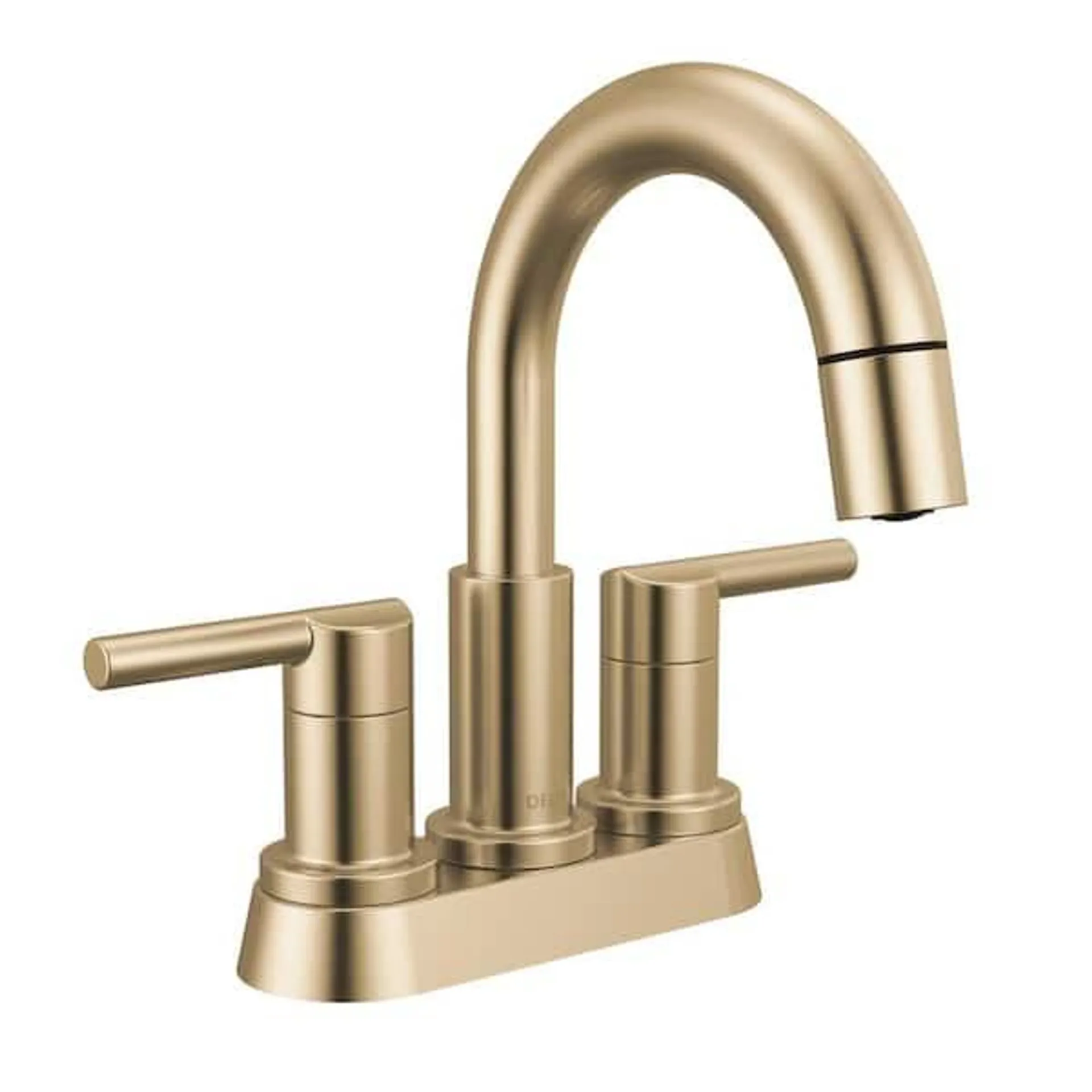 Nicoli Gold 4 in. Centerset Double Handle Pull-Down Spout Bathroom Faucet in Champagne Bronze