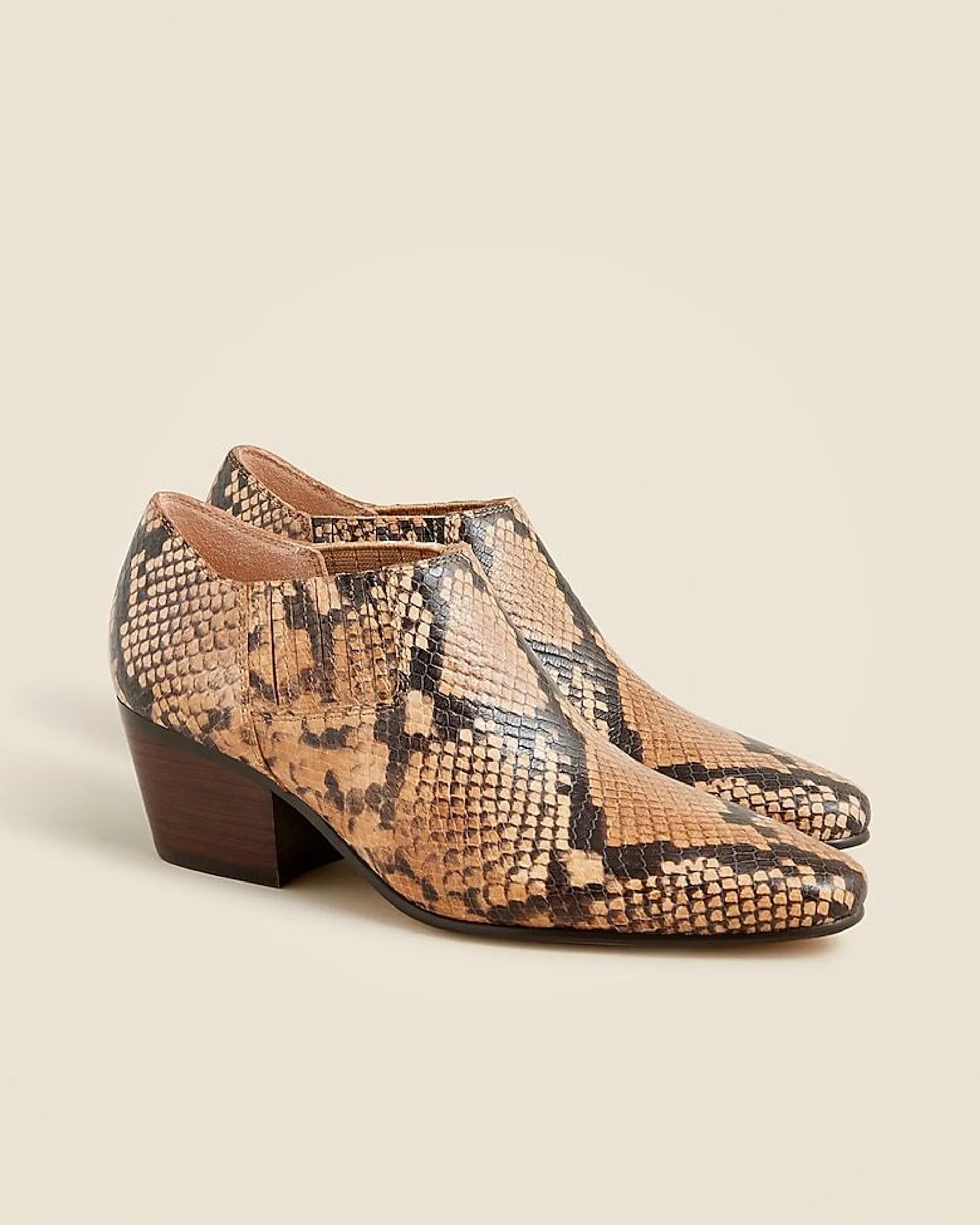 Piper low ankle boots in snake-embossed Italian leather