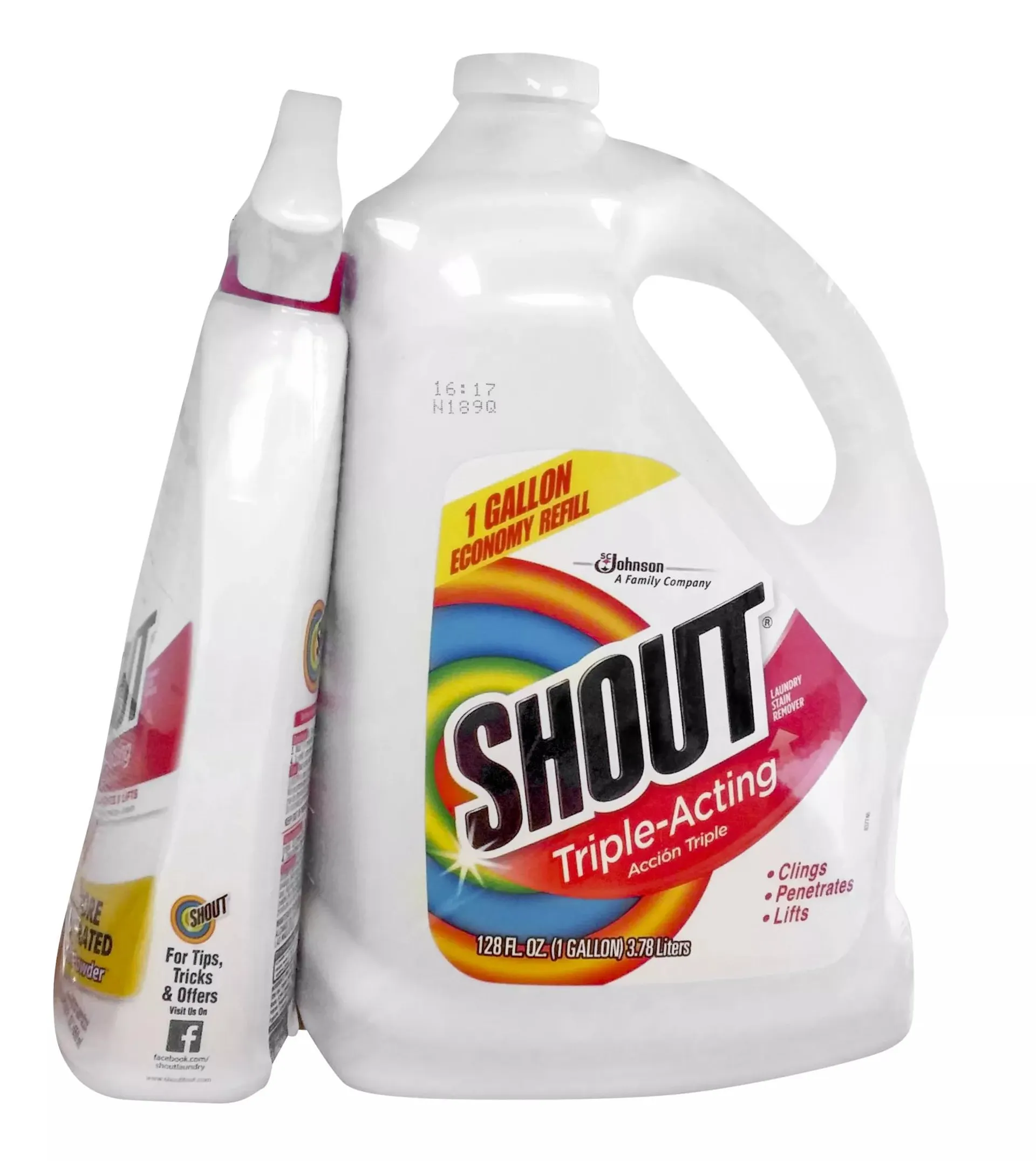 Shout Stain Remover, 1 gal. with Spray Bottle, 22 oz.