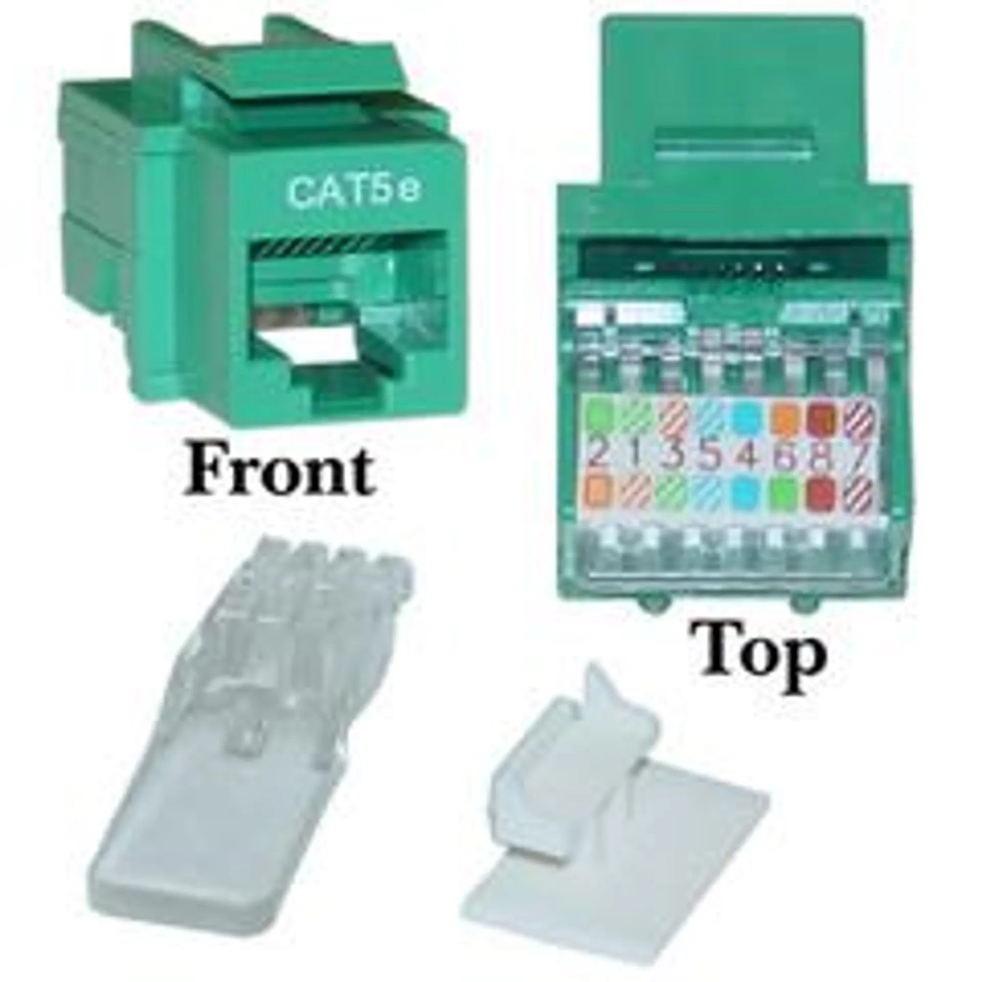 CableWholesale Cat5e Keystone Jack, Green, Toolless, Rj45 Female