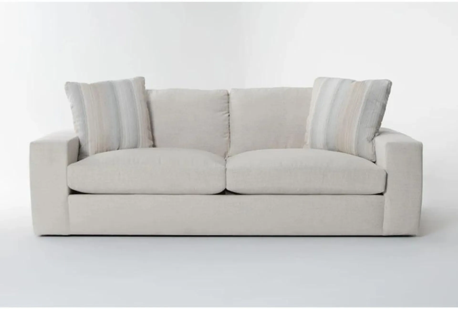 Dream Beige Crypton Fabric High Performance 99" Sofa | Loose Reversible Back