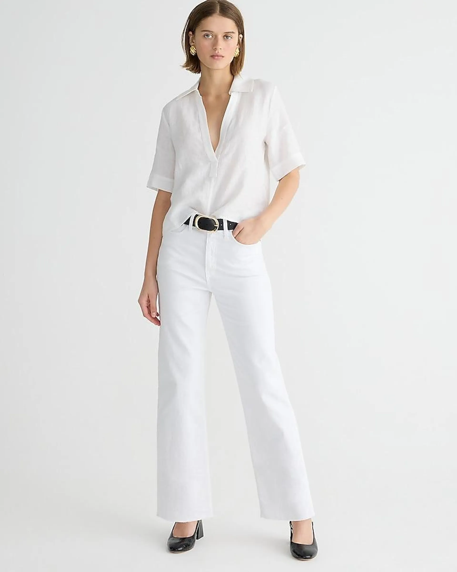 Slim wide-leg jean in white wash