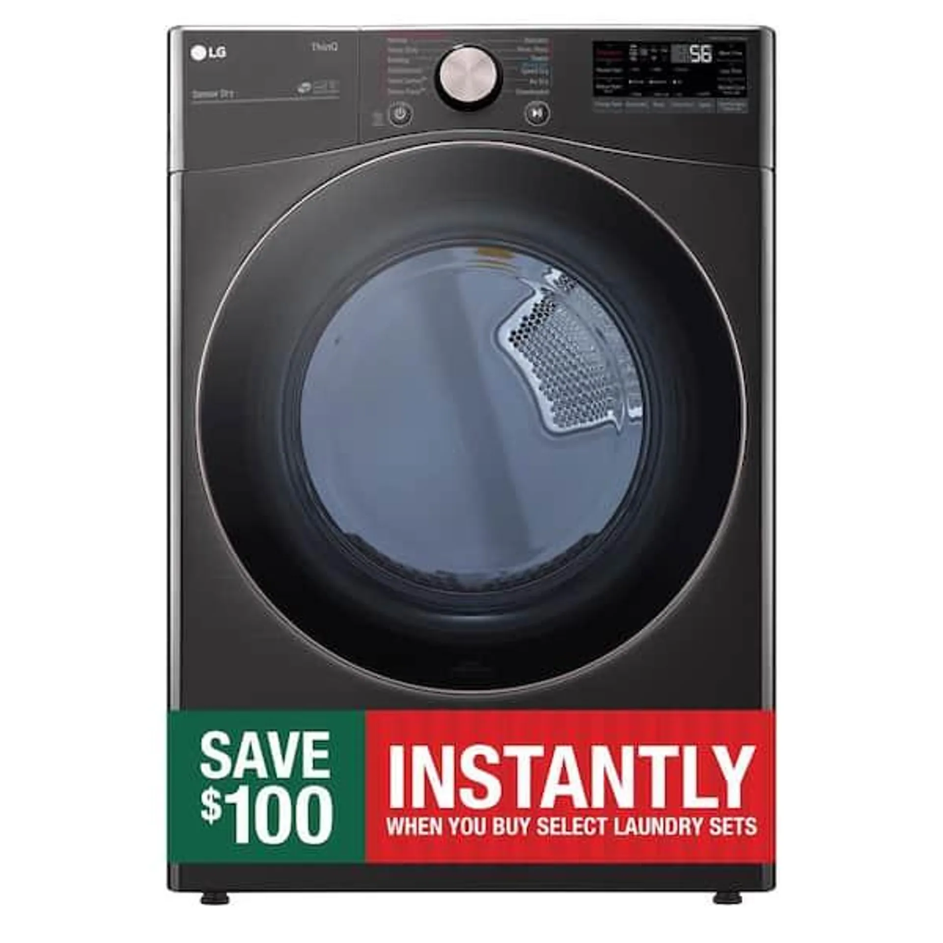 7.4 Cu. Ft. Vented SMART Stackable Electric Dryer in Black Steel with TurboSteam and Sensor Dry Technology