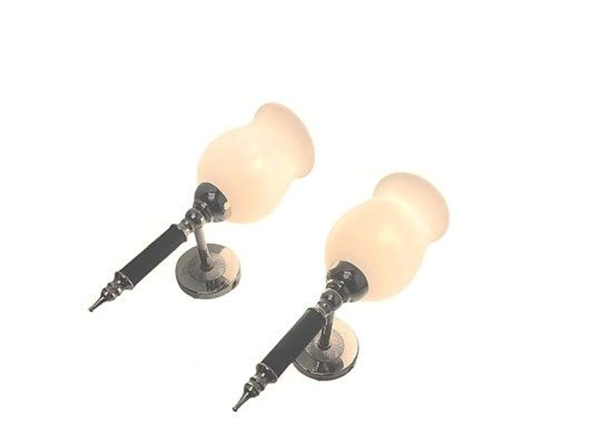 Wall Lamps in Chrome Plating and Opaline Delmas, 1970s, Set of 2