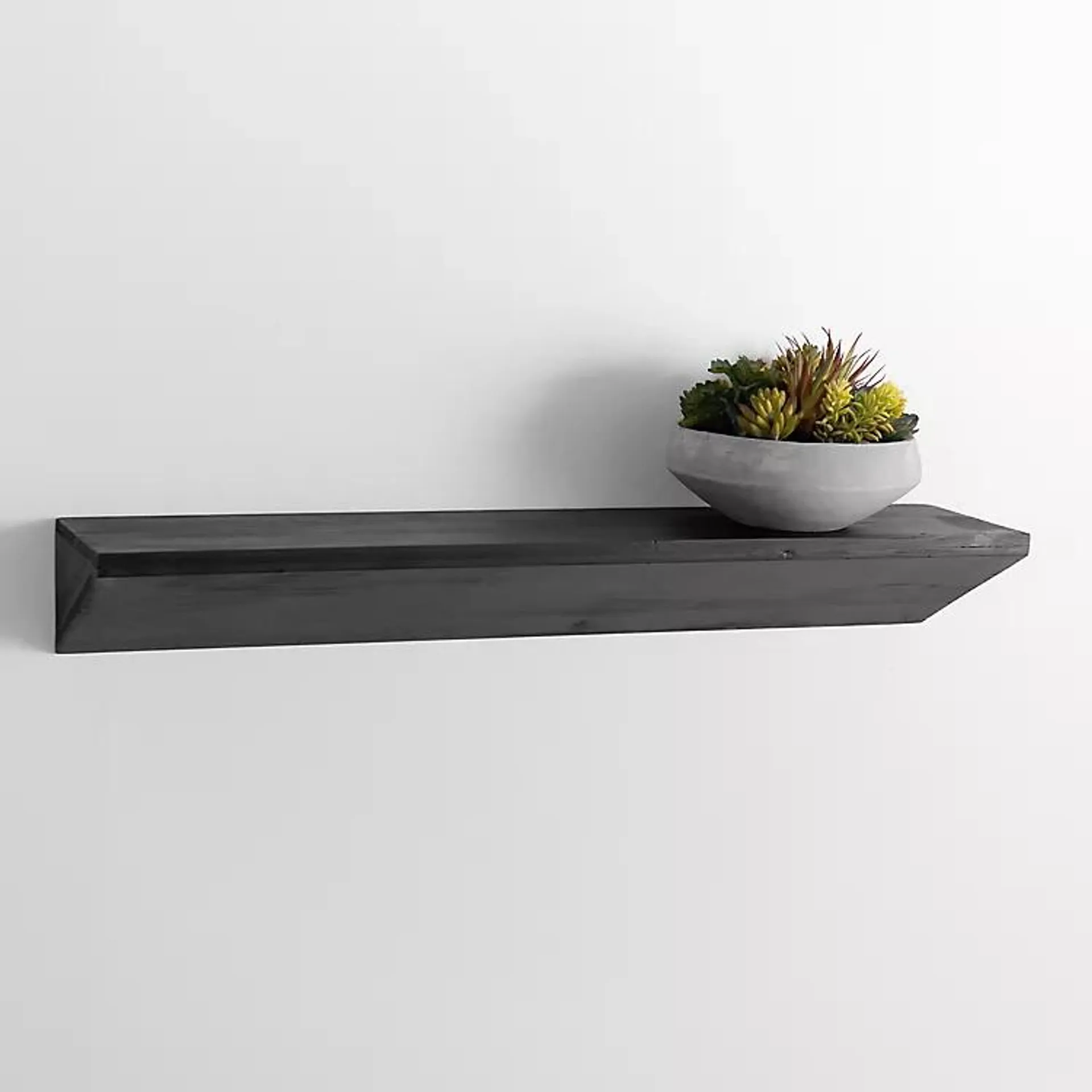 Black Wood Floating Wedge Wall Shelf