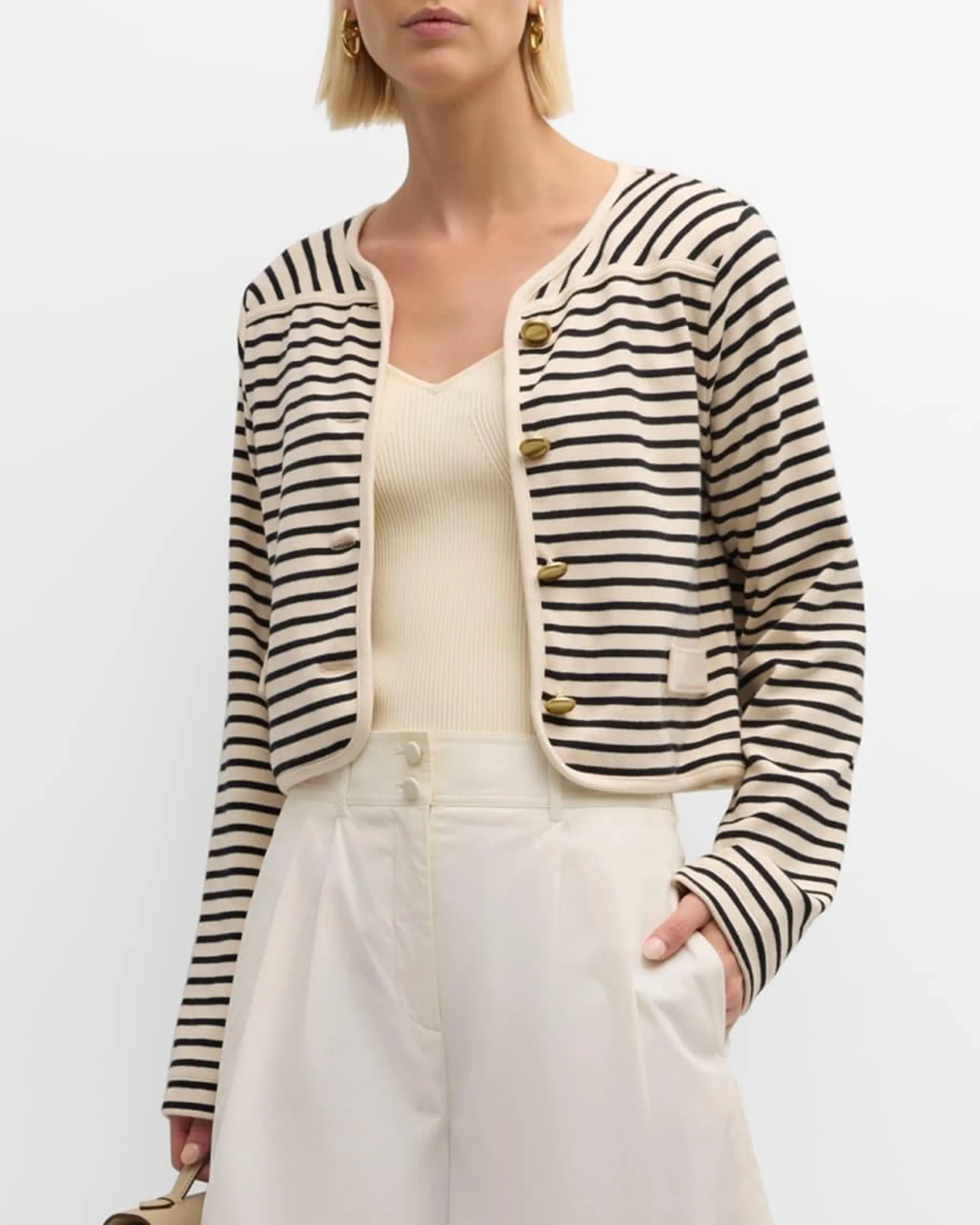 Graham Organic Cotton Stripe Cropped Jacket