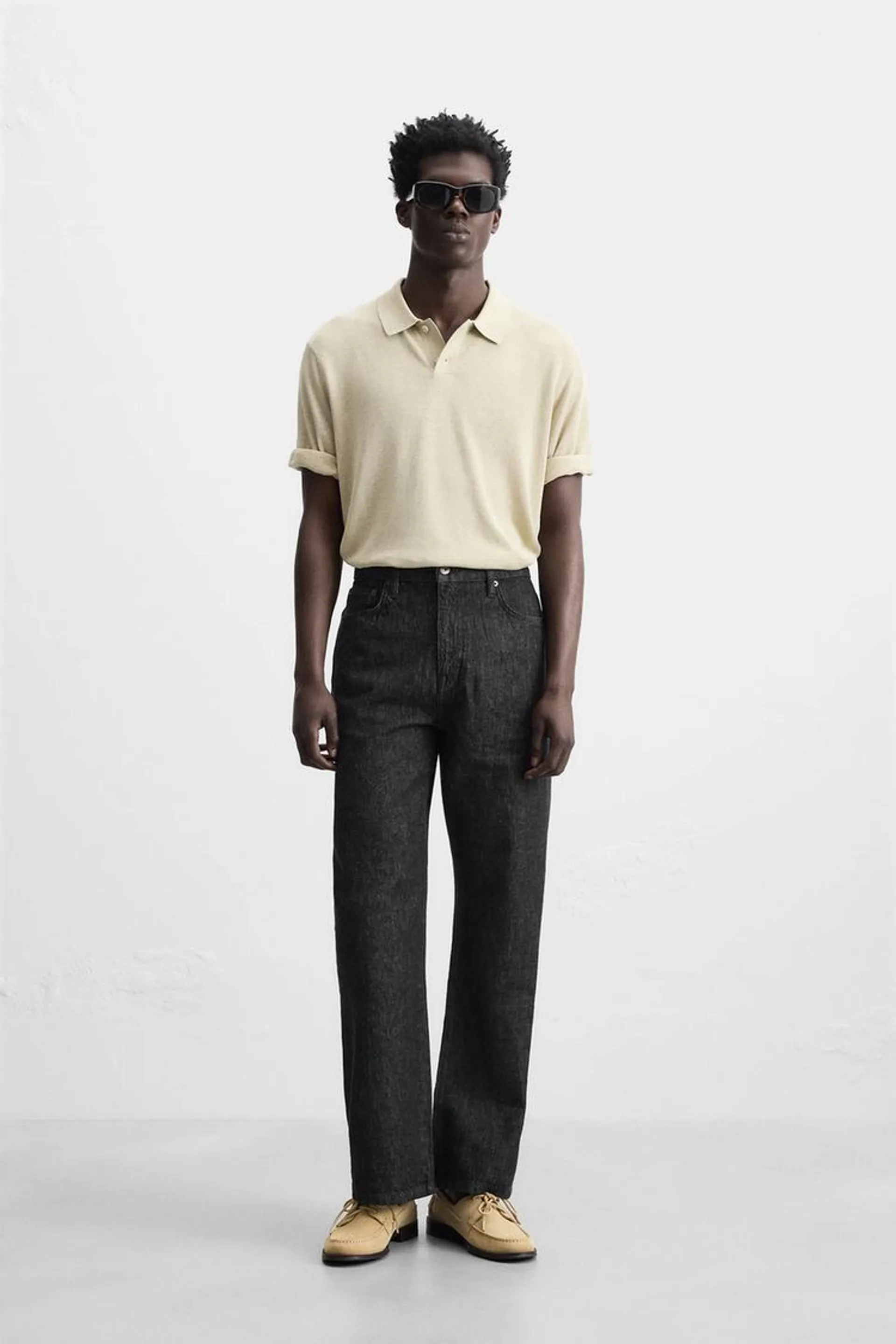 KNIT SILK LINEN POLO SHIRT